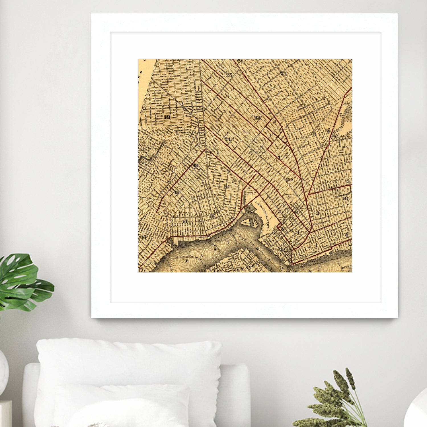 Vintage Map of Brooklyn New York (1874) by Adam Shaw on GIANT ART - white photo illustration