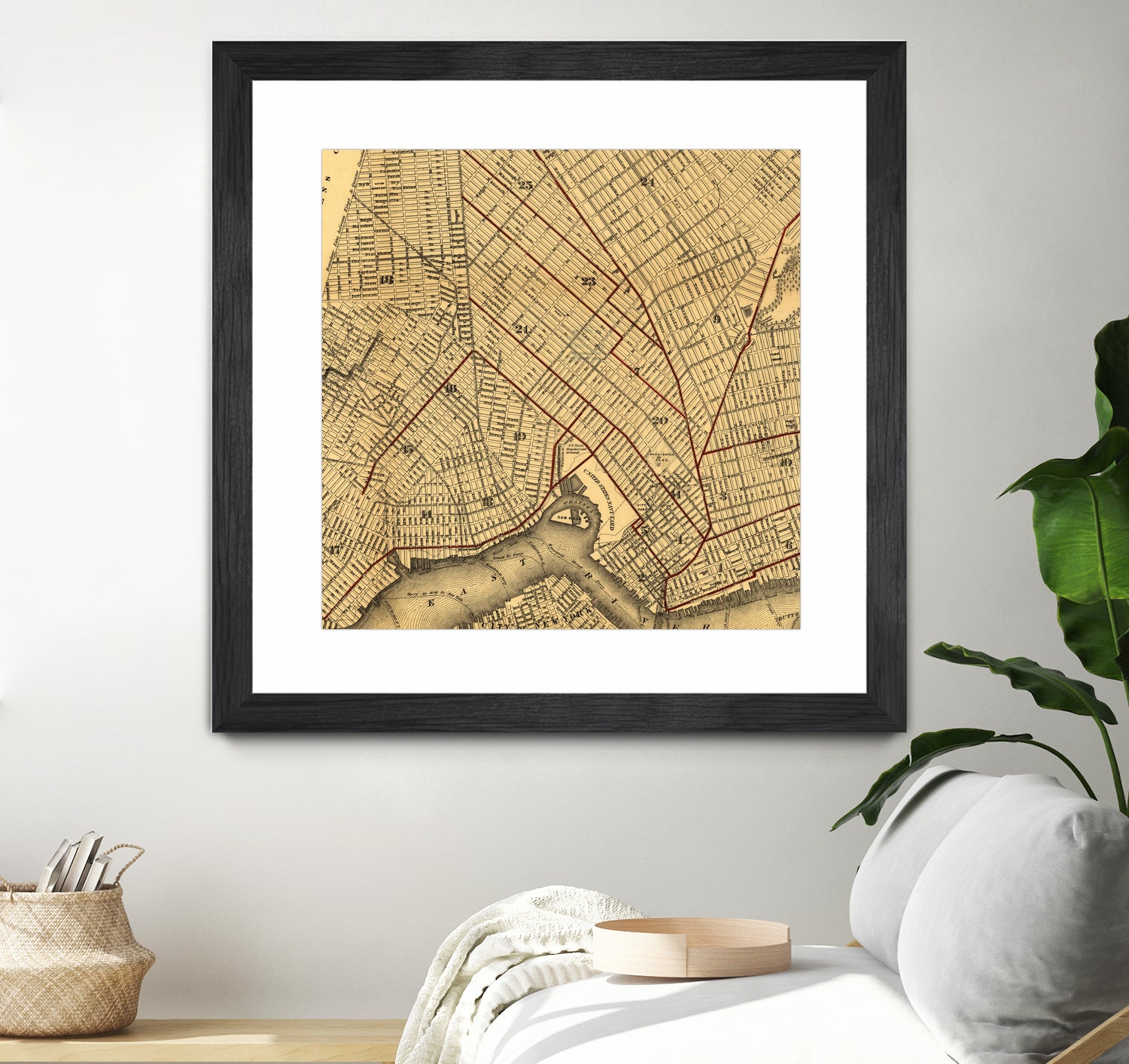 Vintage Map of Brooklyn New York (1874) by Adam Shaw on GIANT ART - white photo illustration