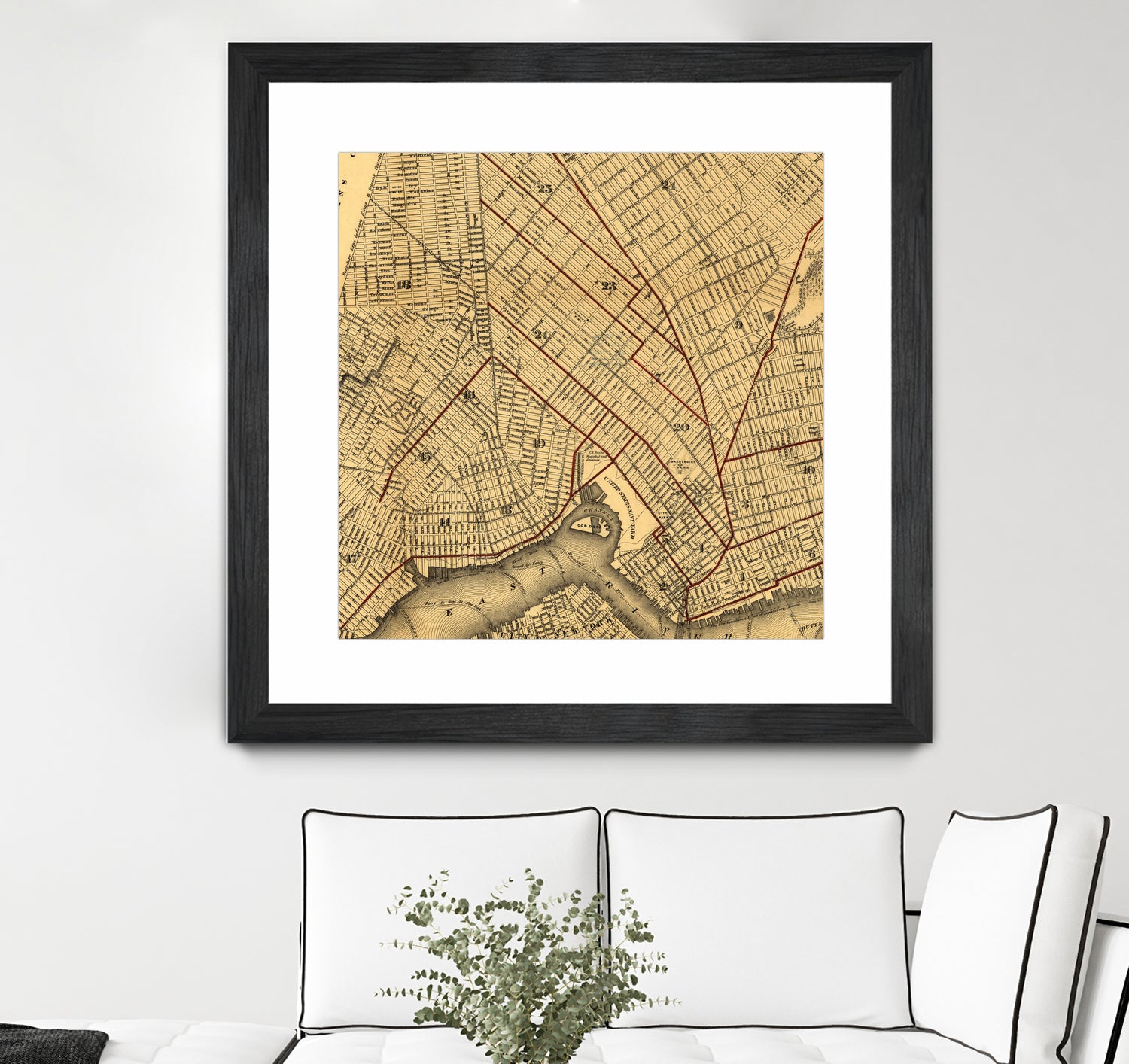 Vintage Map of Brooklyn New York (1874) by Adam Shaw on GIANT ART - white photo illustration