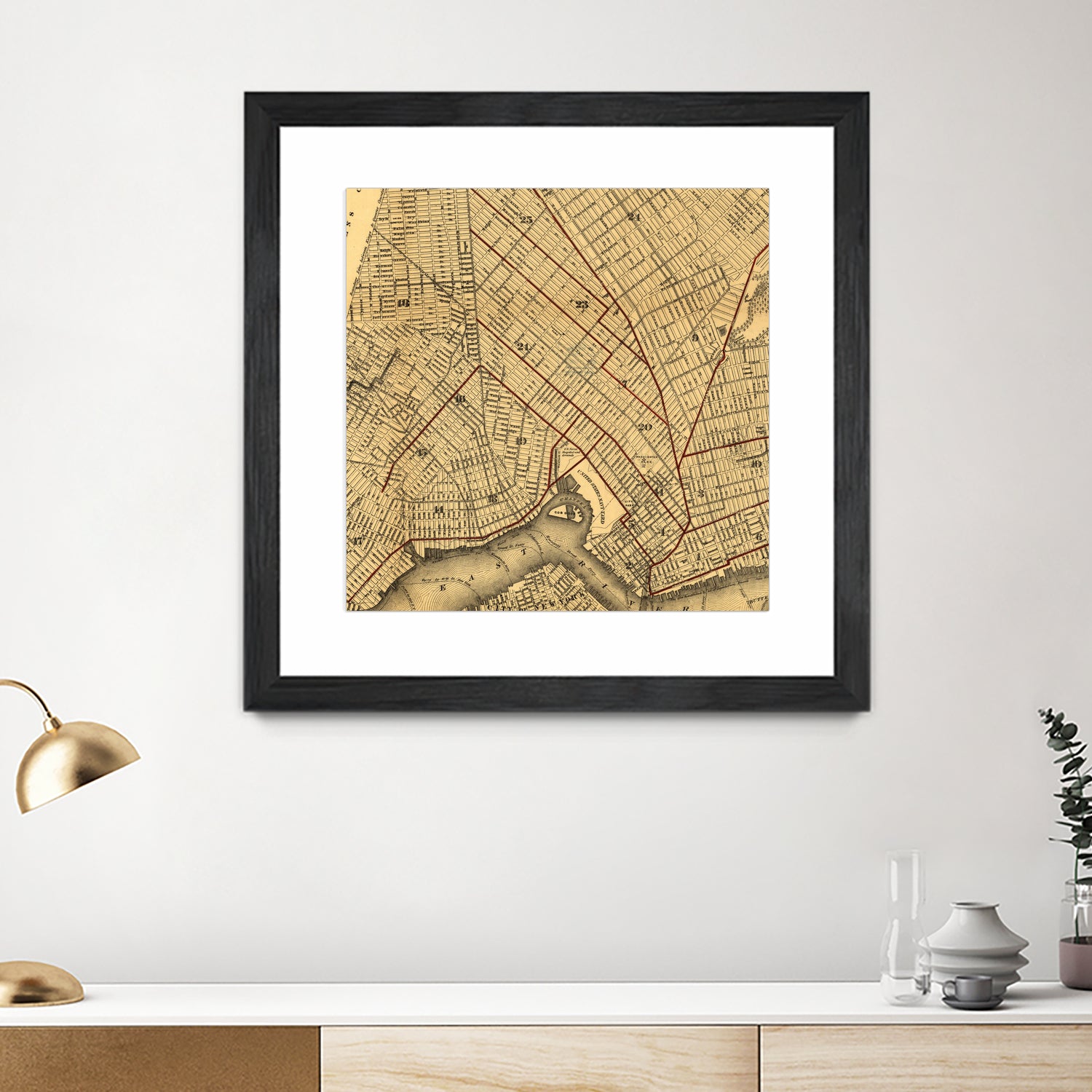 Vintage Map of Brooklyn New York (1874) by Adam Shaw on GIANT ART - white photo illustration