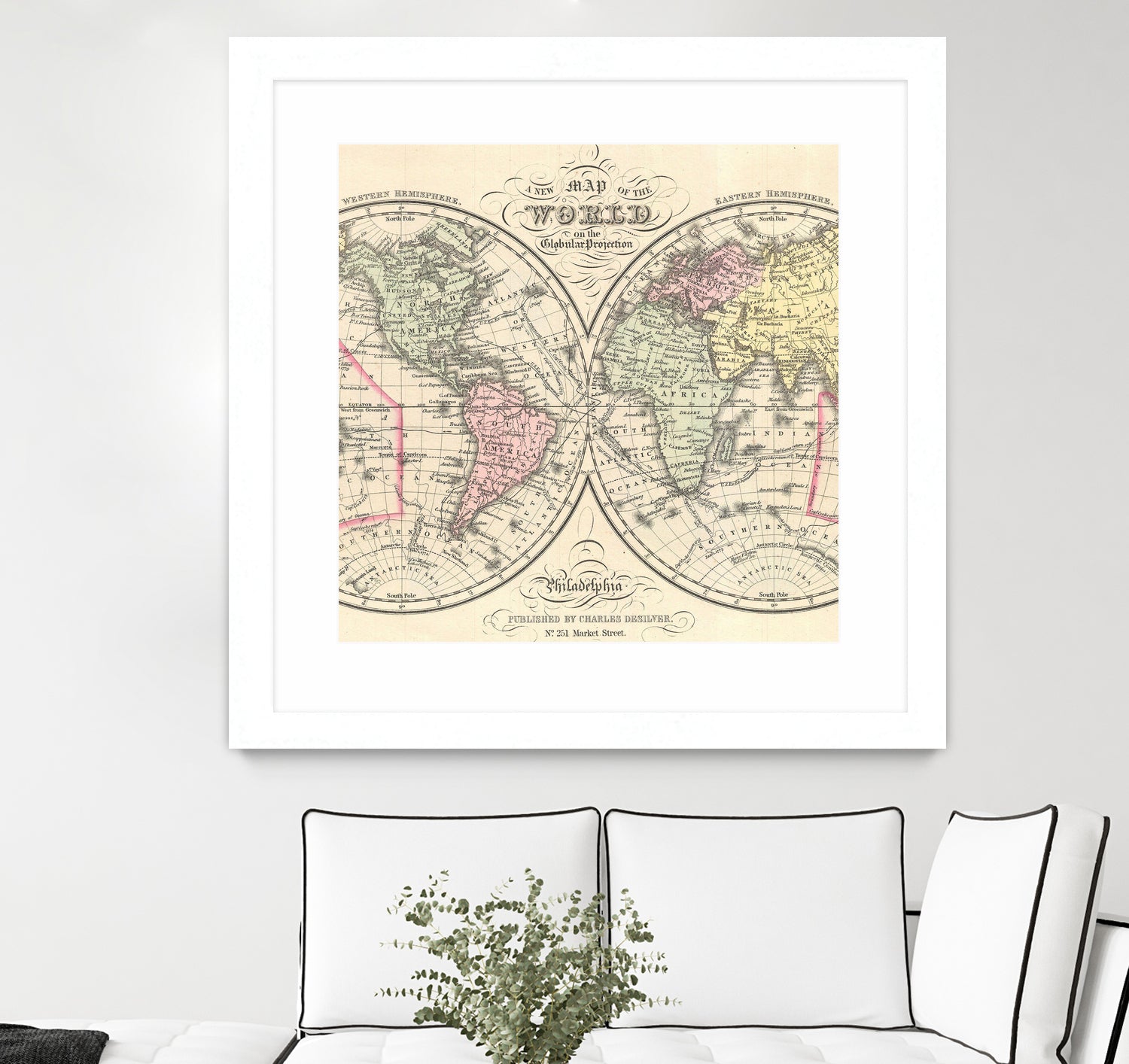 Vintage Map of The World (1856) by Adam Shaw on GIANT ART - white photo illustration