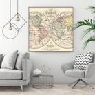 Vintage Map of The World (1856) by Adam Shaw on GIANT ART - white photo illustration