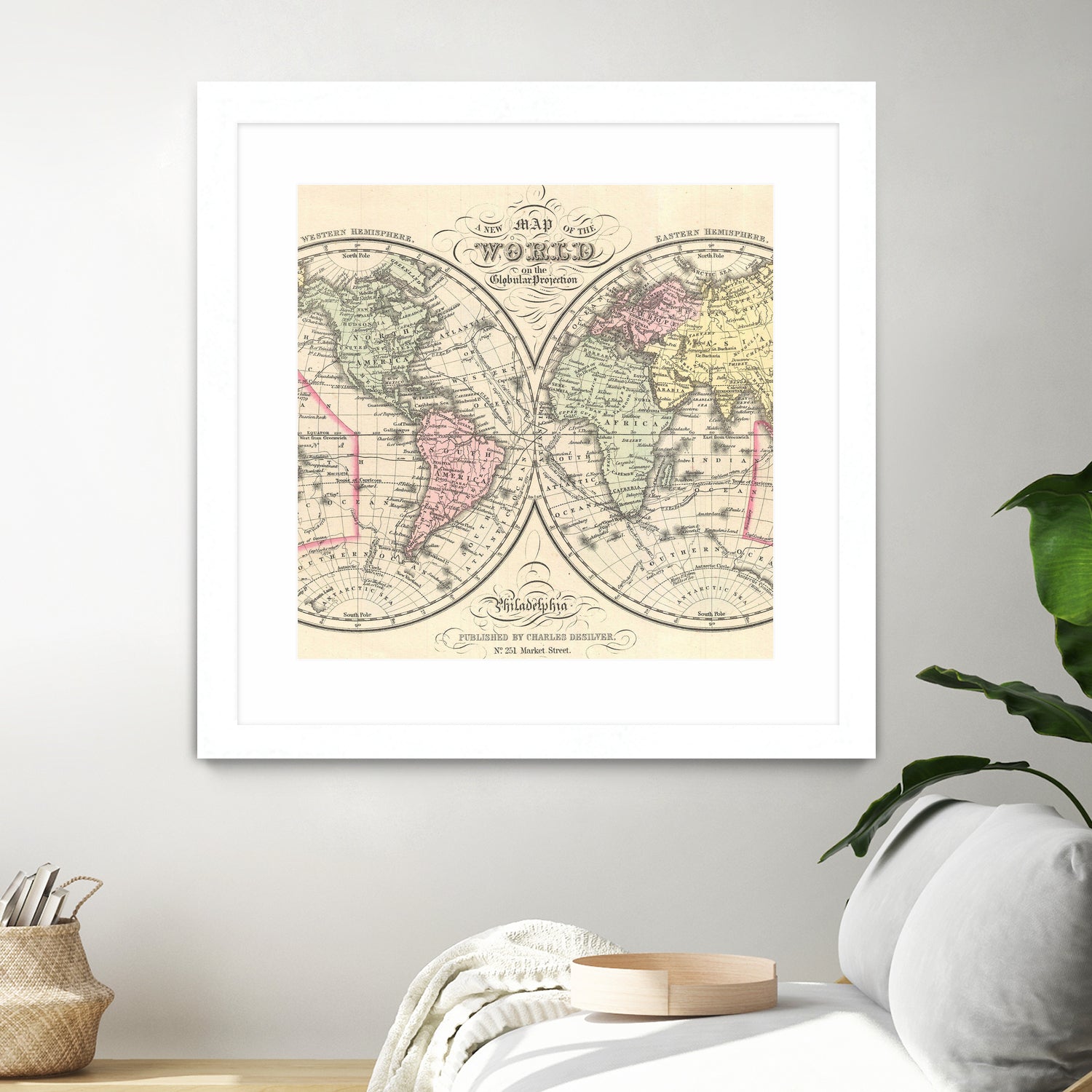 Vintage Map of The World (1856) by Adam Shaw on GIANT ART - white photo illustration