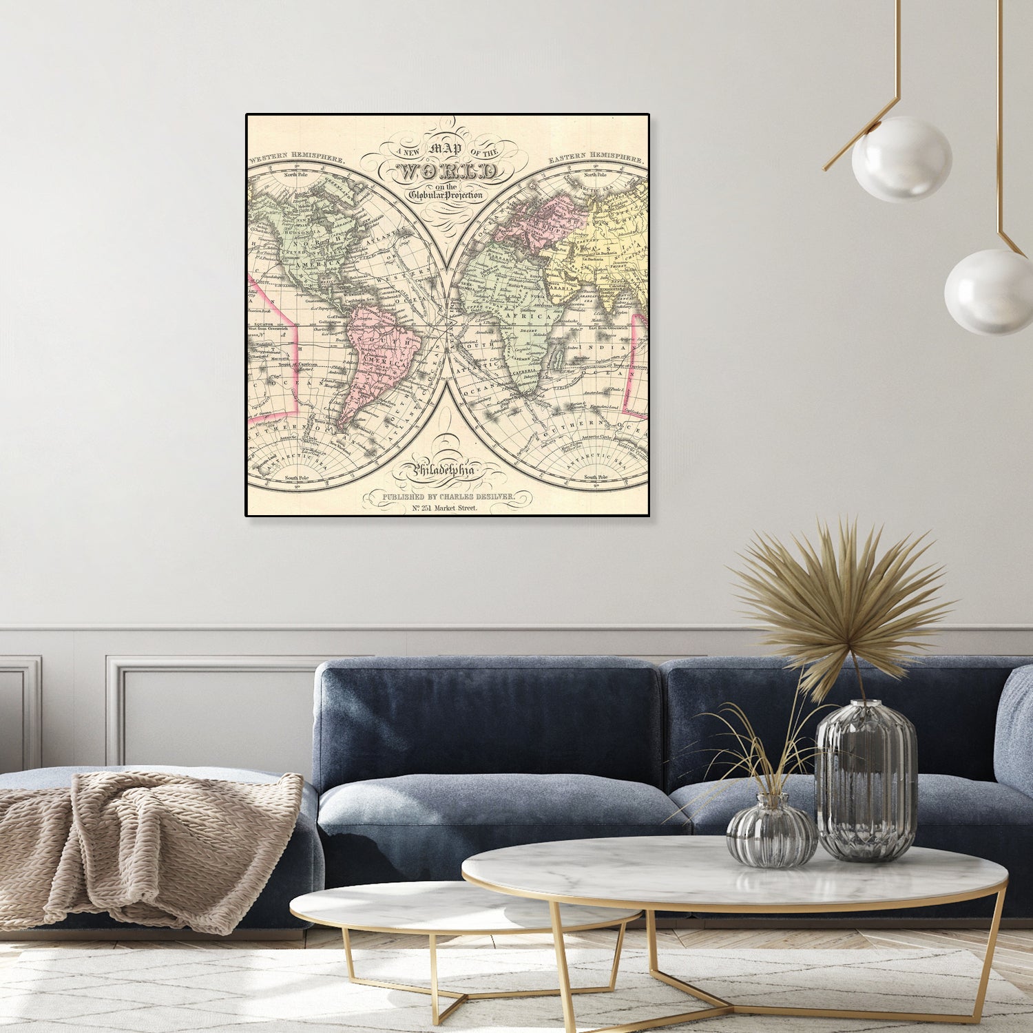 Vintage Map of The World (1856) by Adam Shaw on GIANT ART - white photo illustration