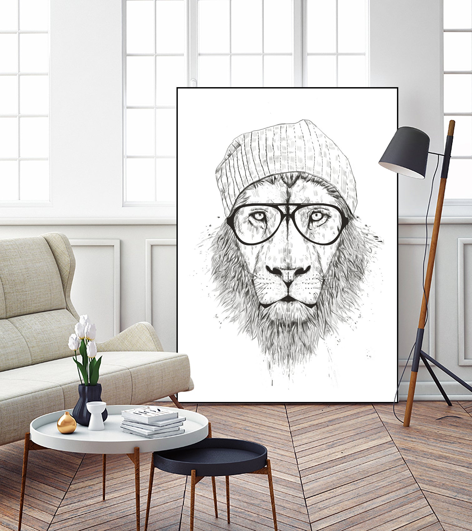 Cool lion (bw) by Solti Balázs on GIANT ART - white digital drawing