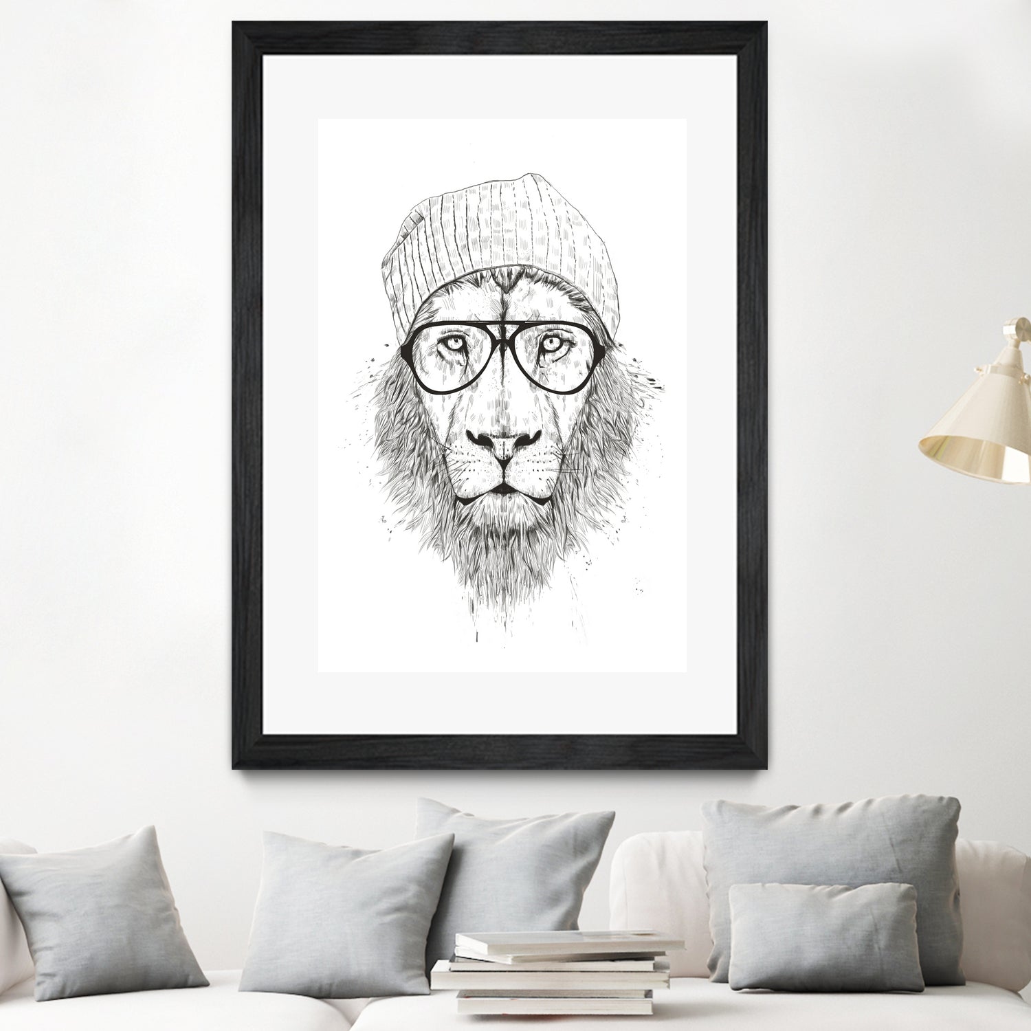 Cool lion (bw) by Solti Balázs on GIANT ART - white digital drawing