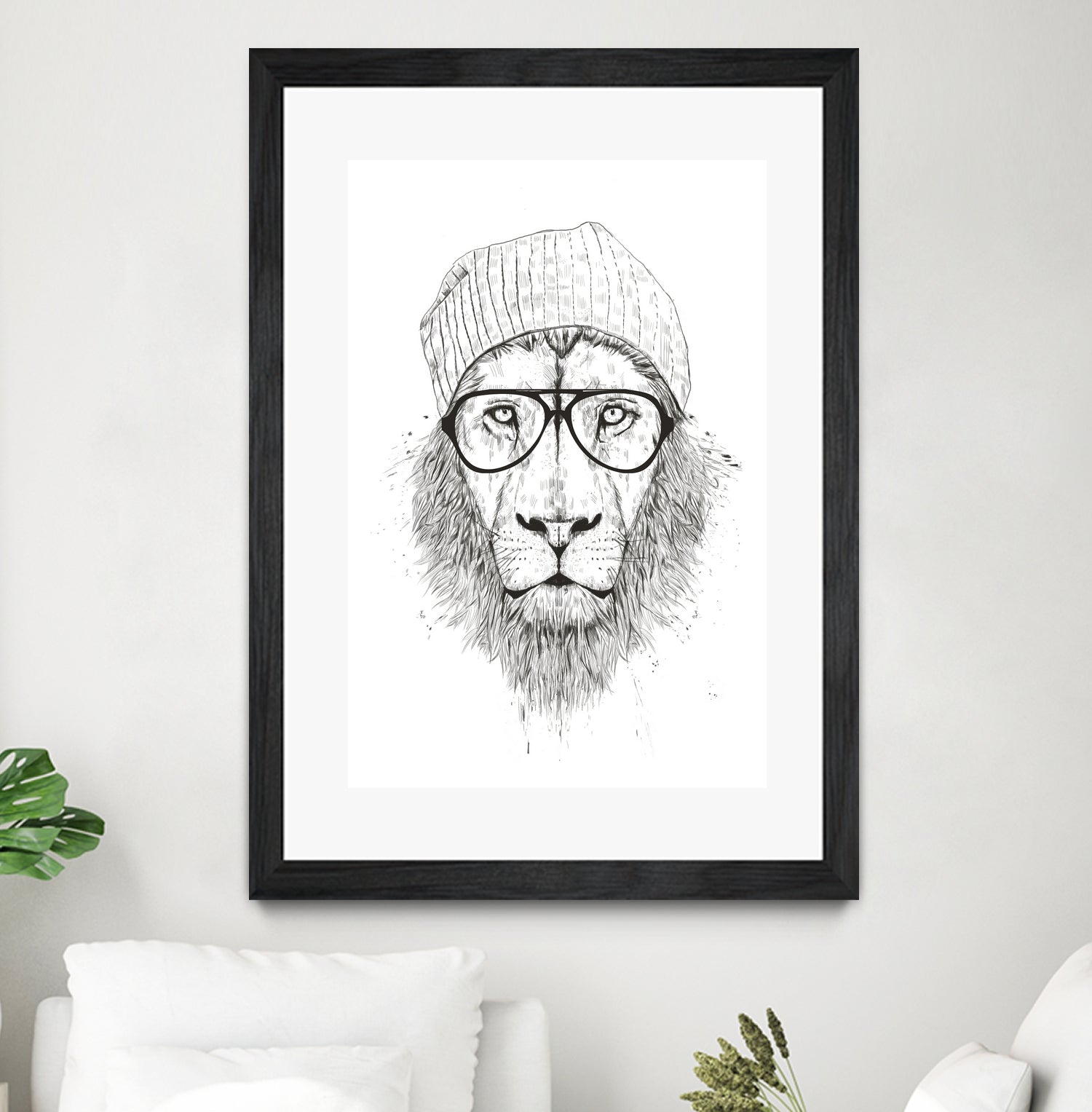 Cool lion (bw) by Solti Balázs on GIANT ART - white digital drawing