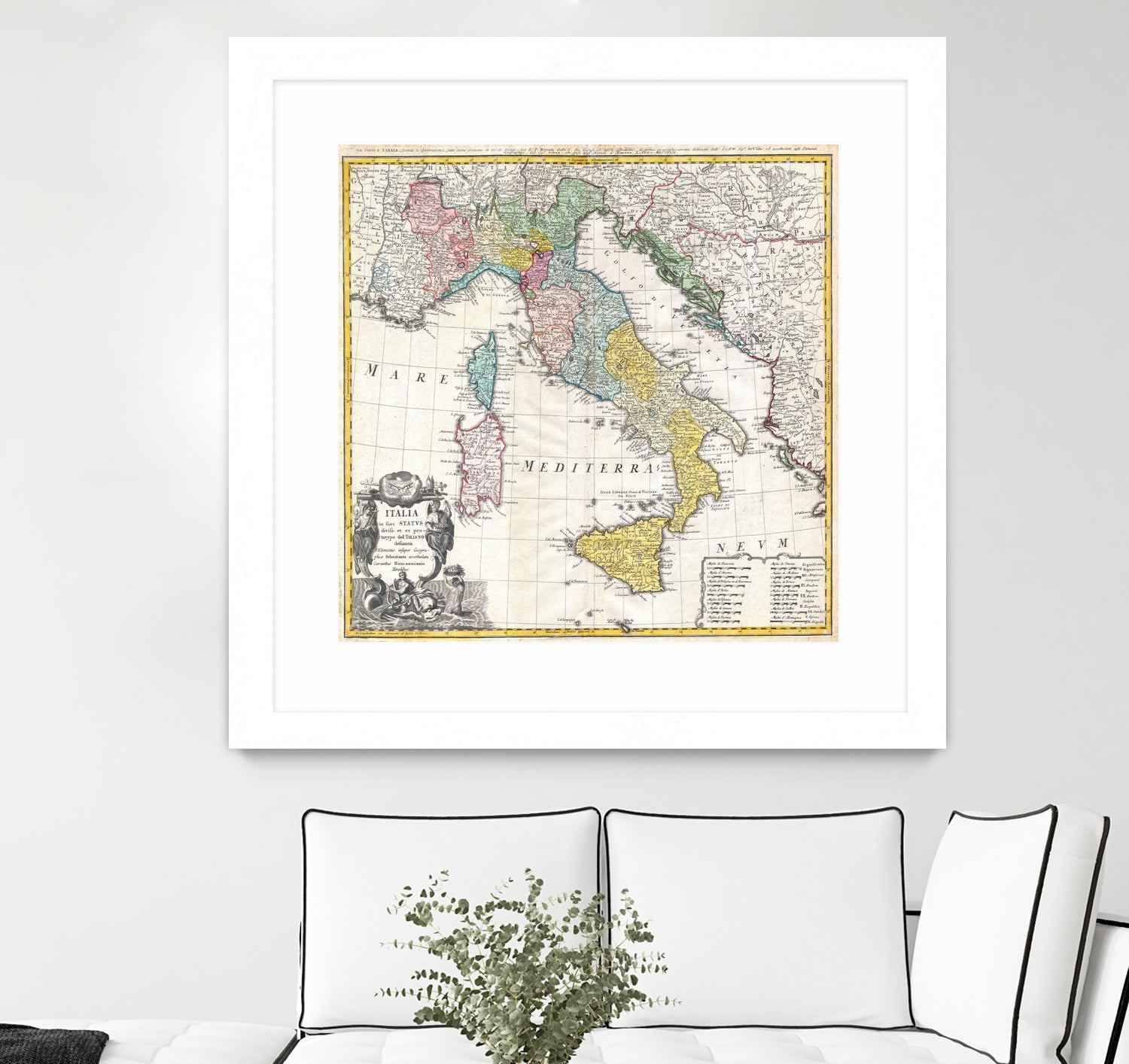 Vintage Map of Italy (1742) by Adam Shaw on GIANT ART - white photo illustration