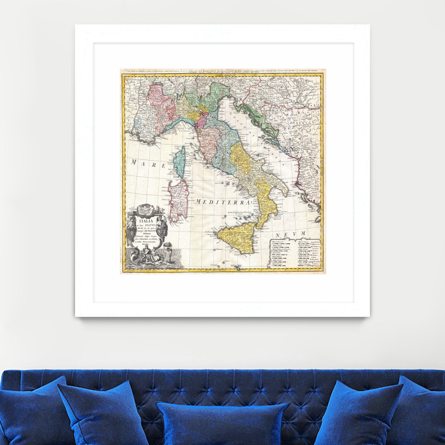 Vintage Map of Italy (1742) by Adam Shaw on GIANT ART - white photo illustration