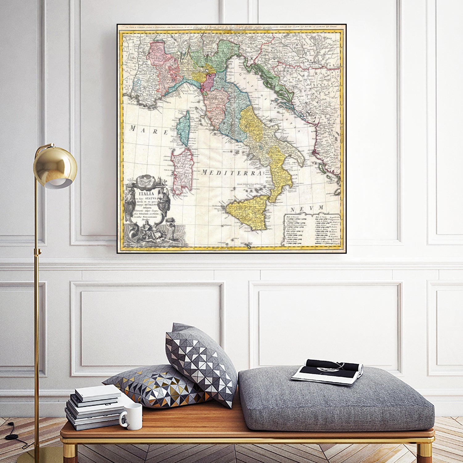 Vintage Map of Italy (1742) by Adam Shaw on GIANT ART - white photo illustration