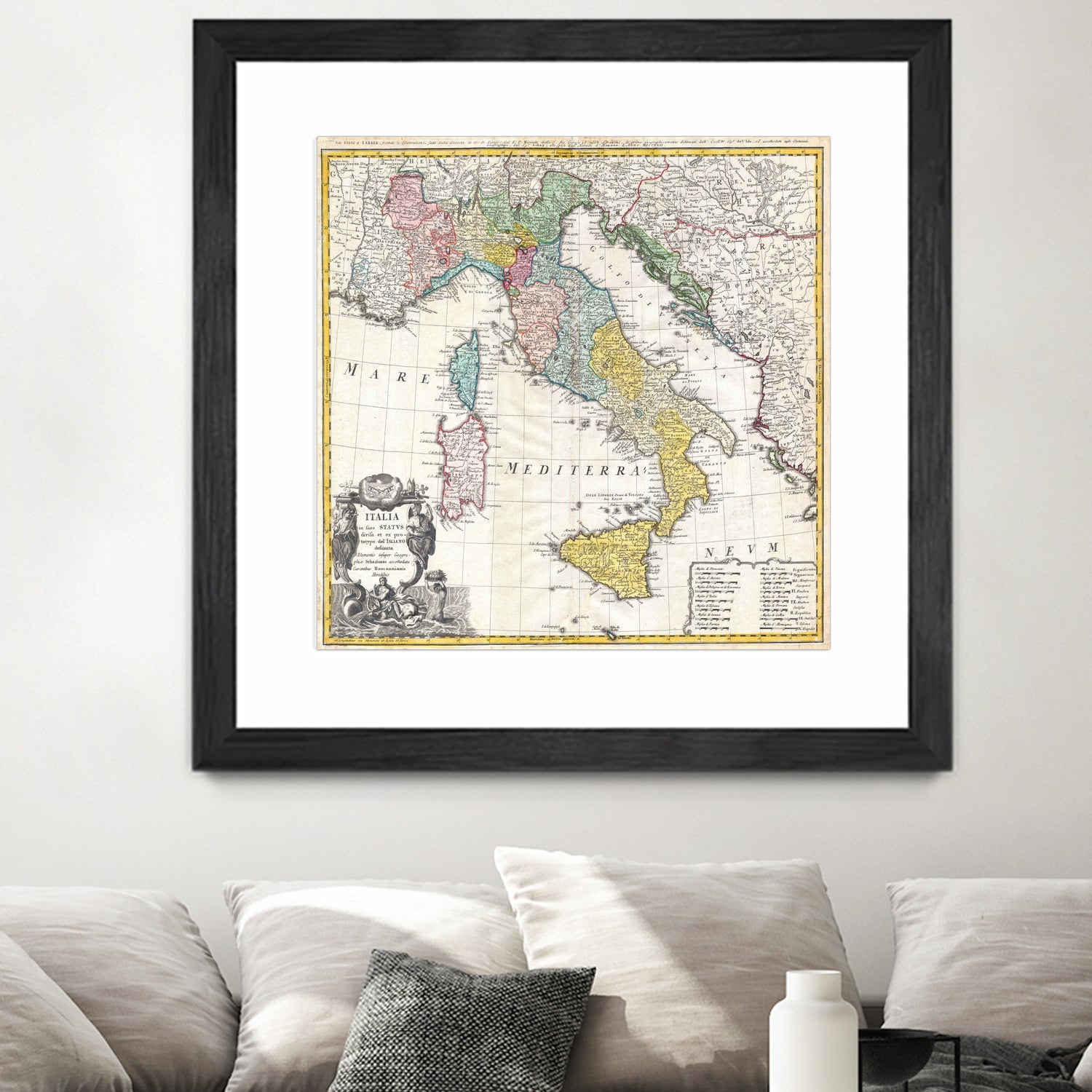 Vintage Map of Italy (1742) by Adam Shaw on GIANT ART - white photo illustration