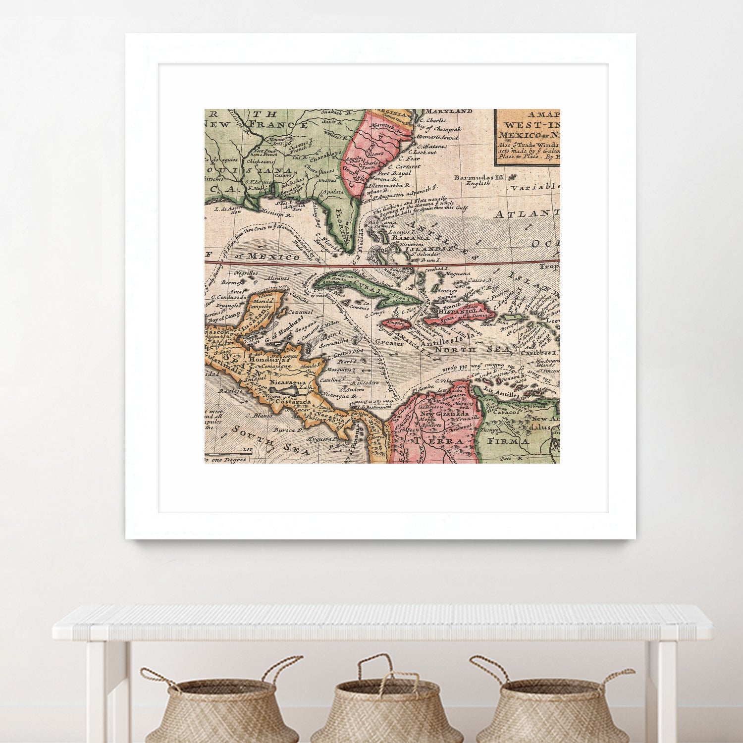 Vintage Map of The Americas (1732) by Adam Shaw on GIANT ART - white photo illustration