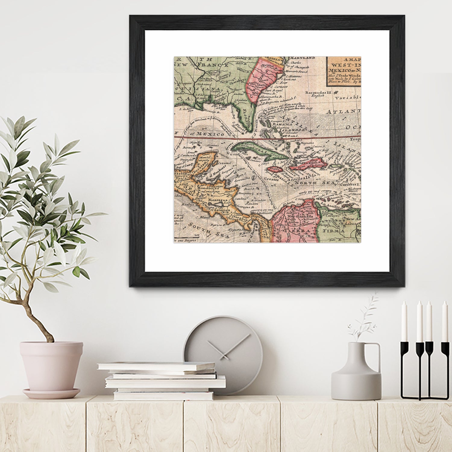 Vintage Map of The Americas (1732) by Adam Shaw on GIANT ART - white photo illustration