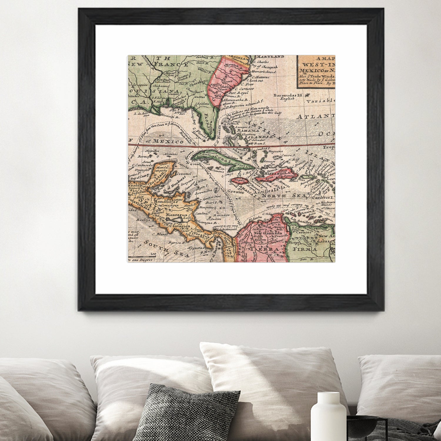 Vintage Map of The Americas (1732) by Adam Shaw on GIANT ART - white photo illustration