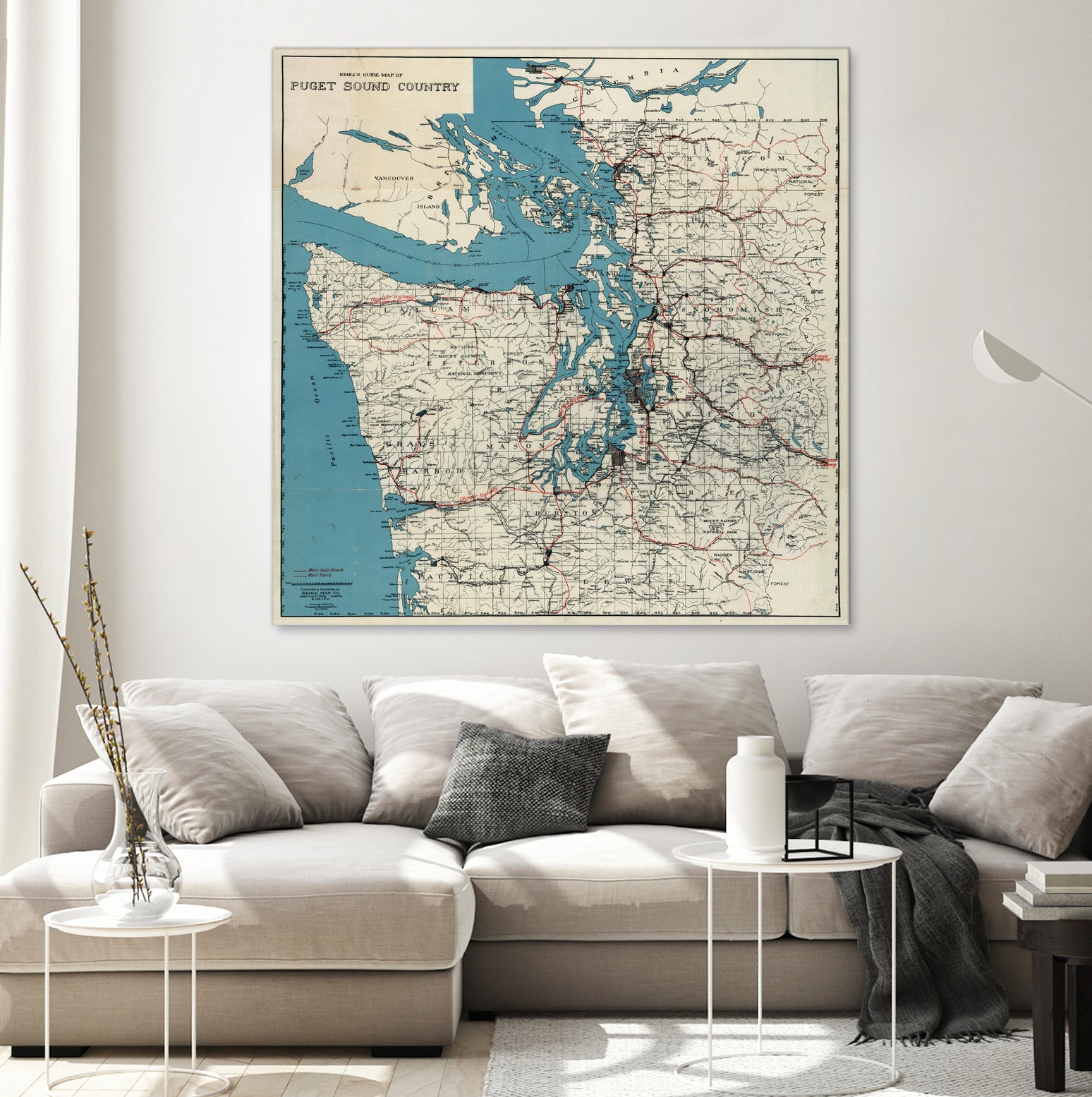 Vintage Map of The Puget Sound (1919) by Adam Shaw on GIANT ART - white photo illustration