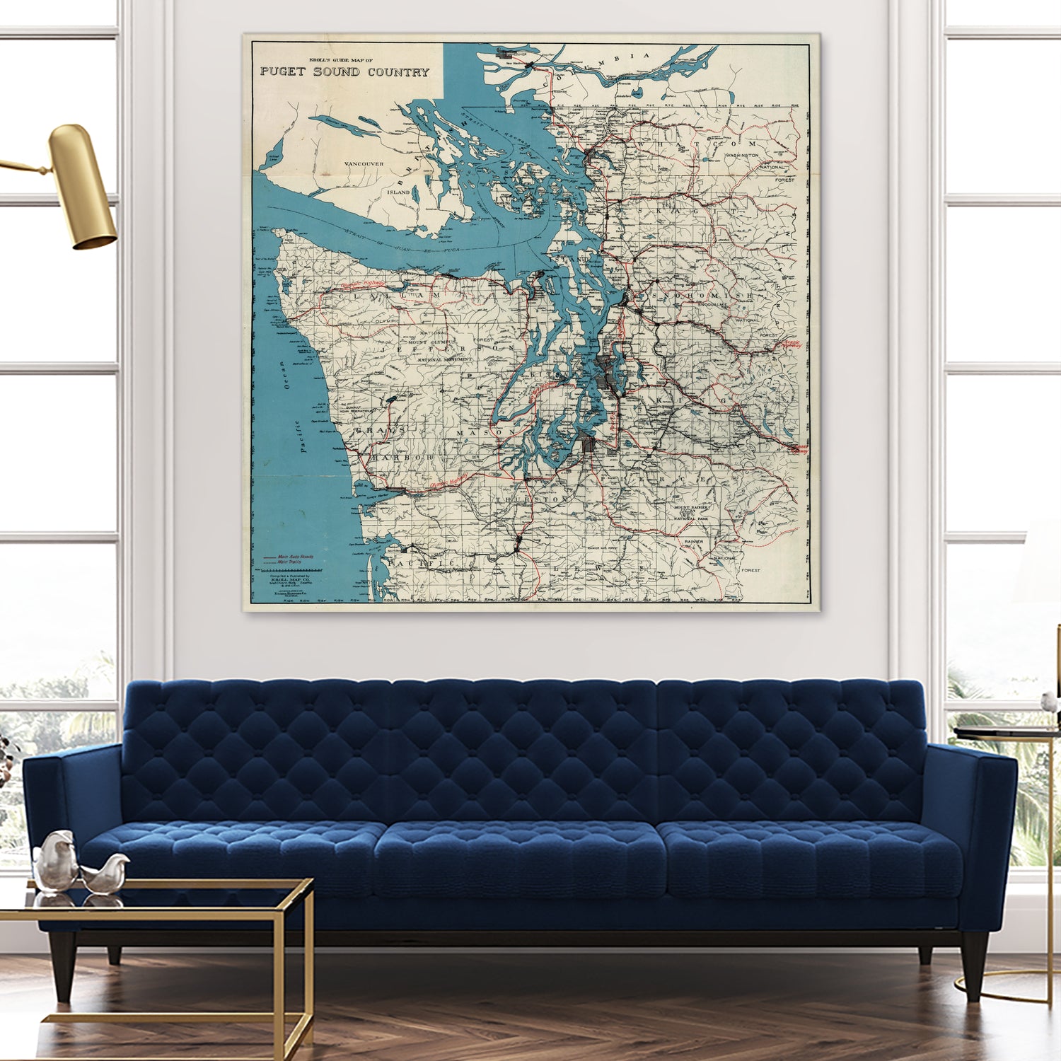 Vintage Map of The Puget Sound (1919) by Adam Shaw on GIANT ART - white photo illustration