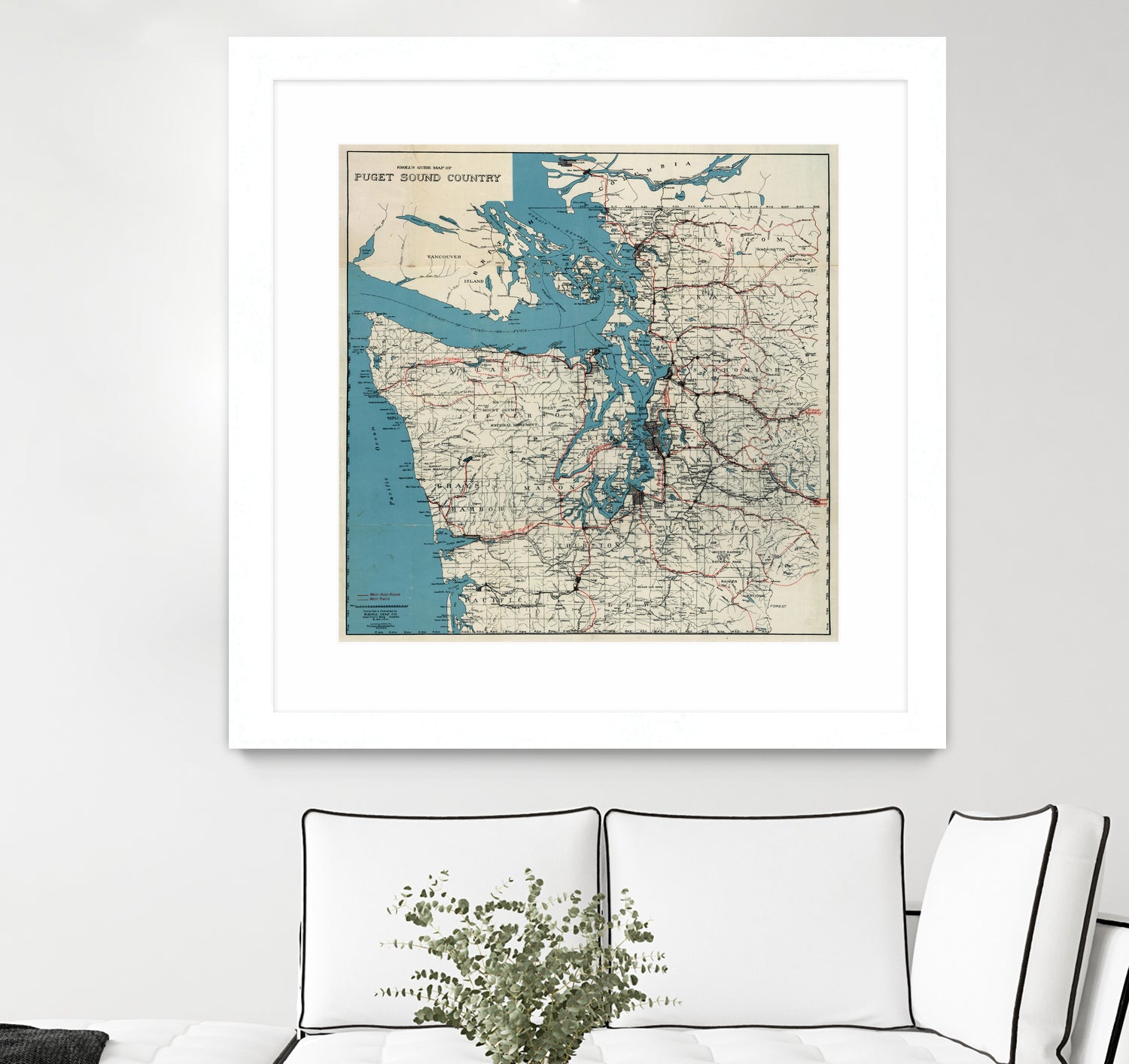 Vintage Map of The Puget Sound (1919) by Adam Shaw on GIANT ART - white photo illustration