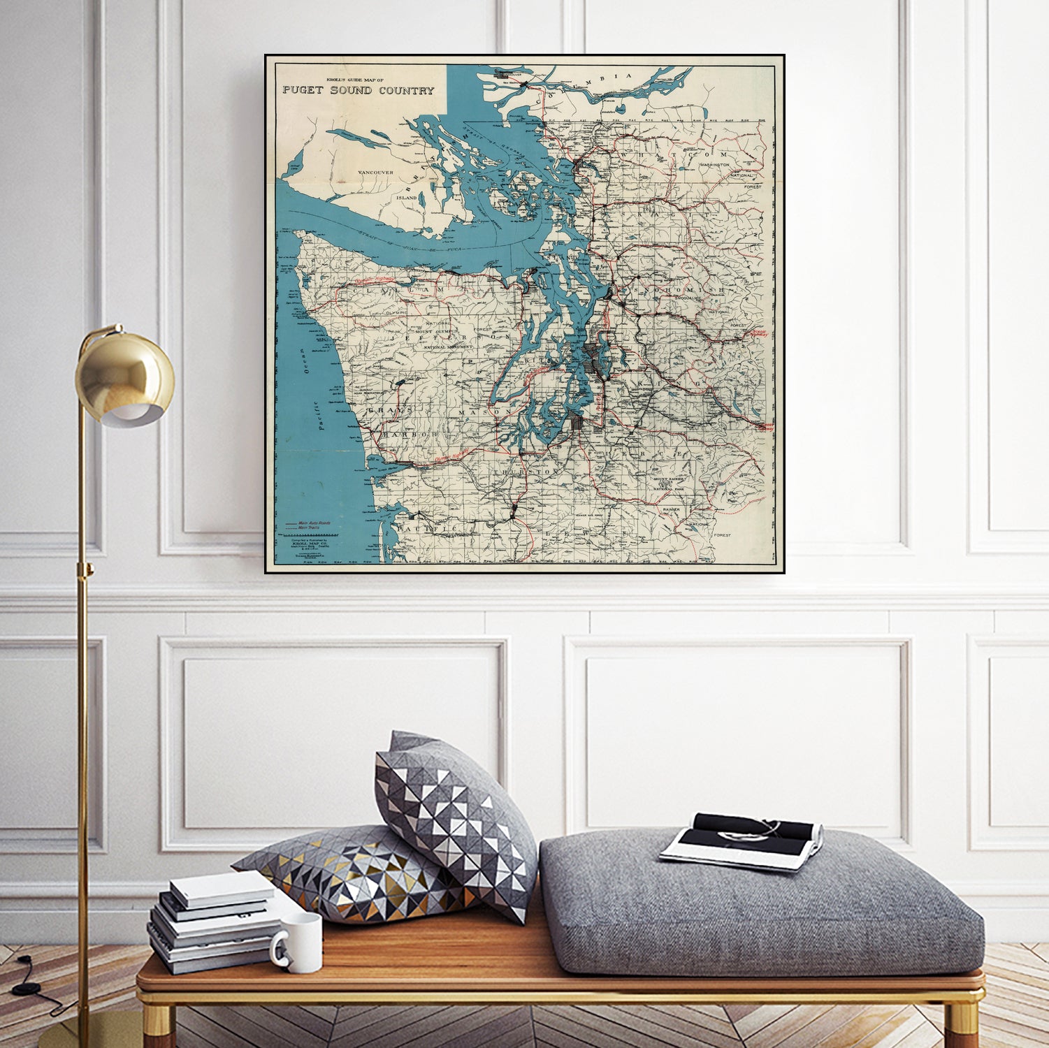 Vintage Map of The Puget Sound (1919) by Adam Shaw on GIANT ART - white photo illustration