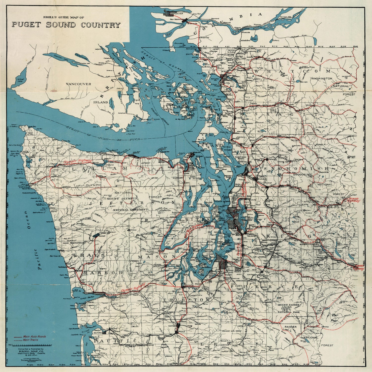 Vintage Map of The Puget Sound (1919) by Adam Shaw on GIANT ART - white photo illustration