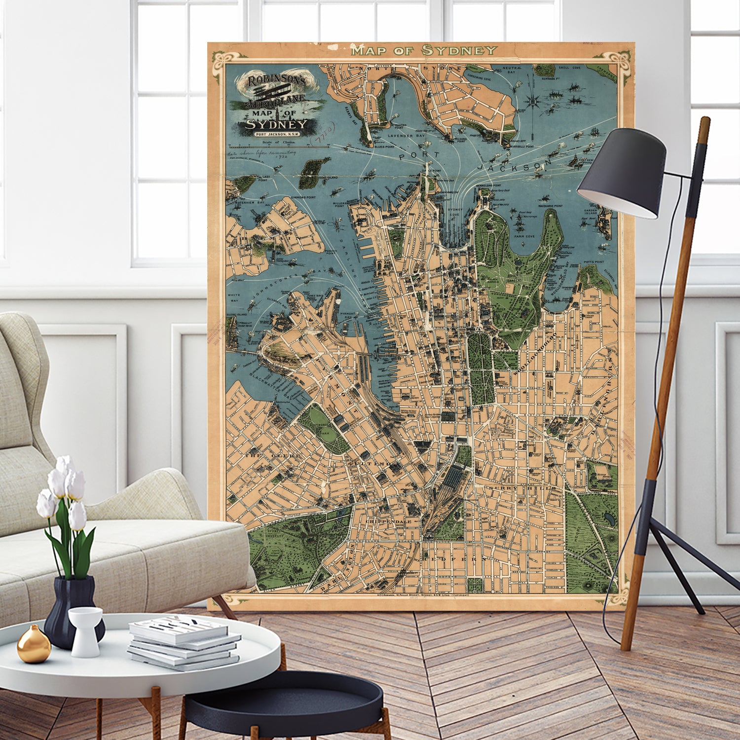 Vintage Map of Sydney Australia (1922) by Adam Shaw on GIANT ART - white photo illustration