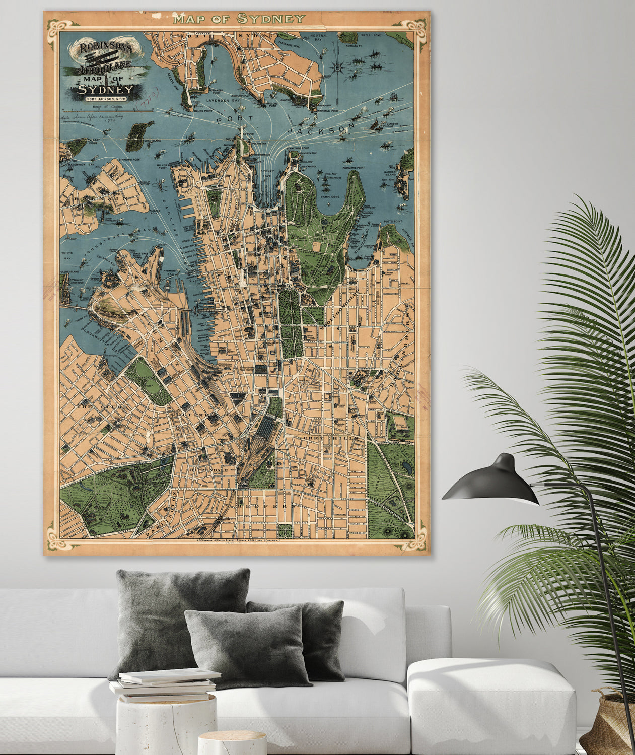 Vintage Map of Sydney Australia (1922) by Adam Shaw on GIANT ART - white photo illustration