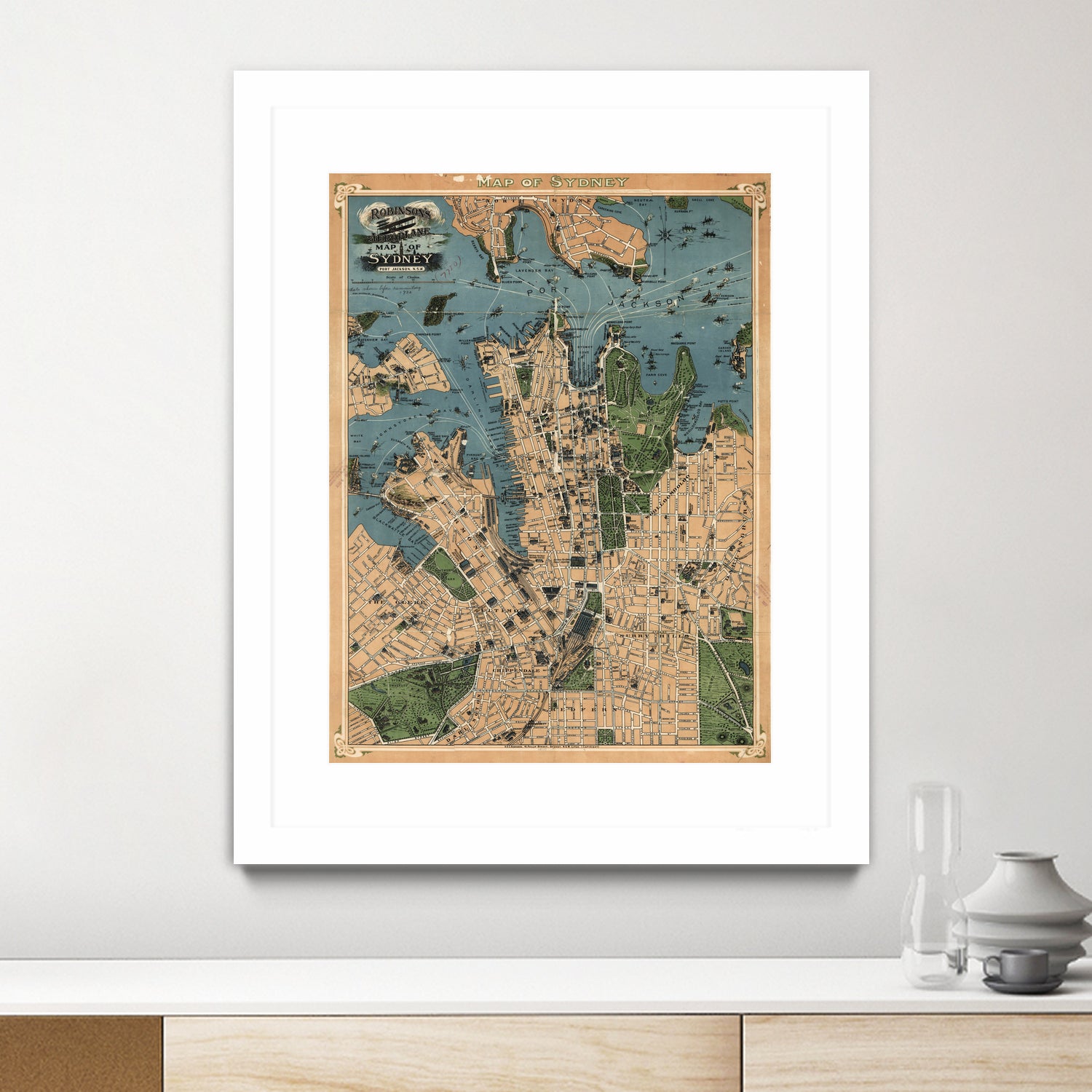 Vintage Map of Sydney Australia (1922) by Adam Shaw on GIANT ART - white photo illustration