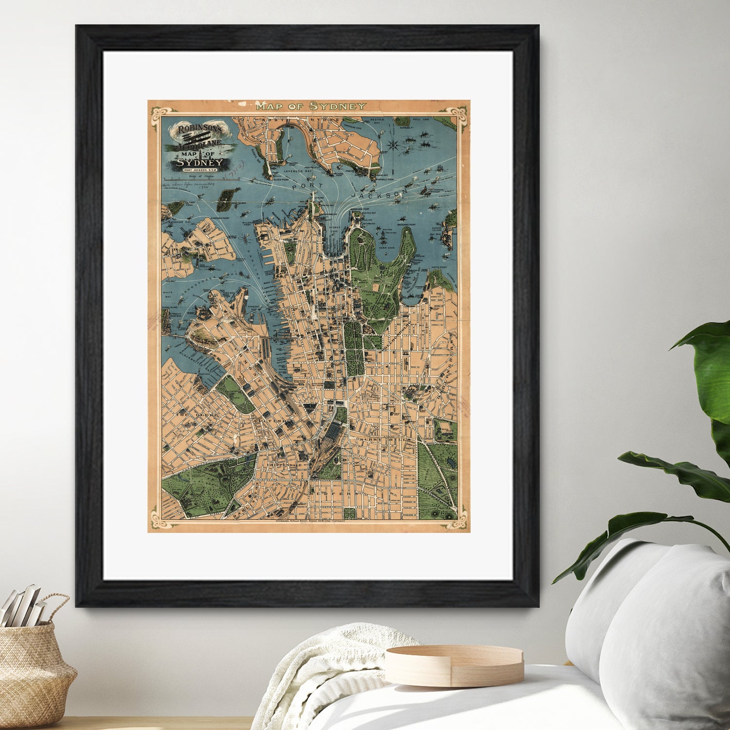 Vintage Map of Sydney Australia (1922) by Adam Shaw on GIANT ART - white photo illustration