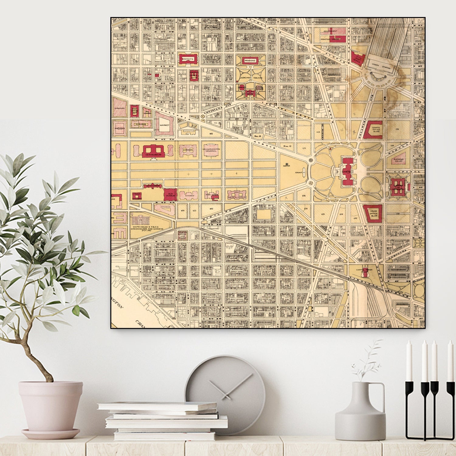 Vintage Map of Washington DC (1917) by Adam Shaw on GIANT ART - white photo illustration