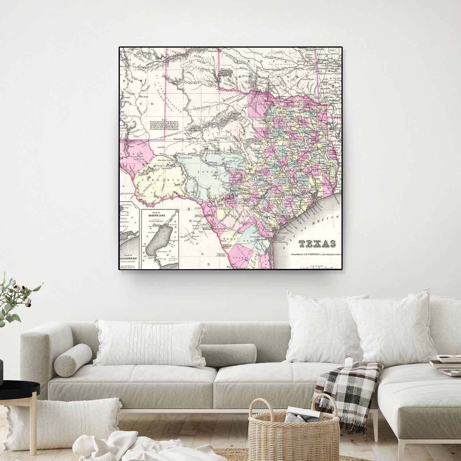 Vintage Map of Texas (1855) by Adam Shaw on GIANT ART - white photo illustration