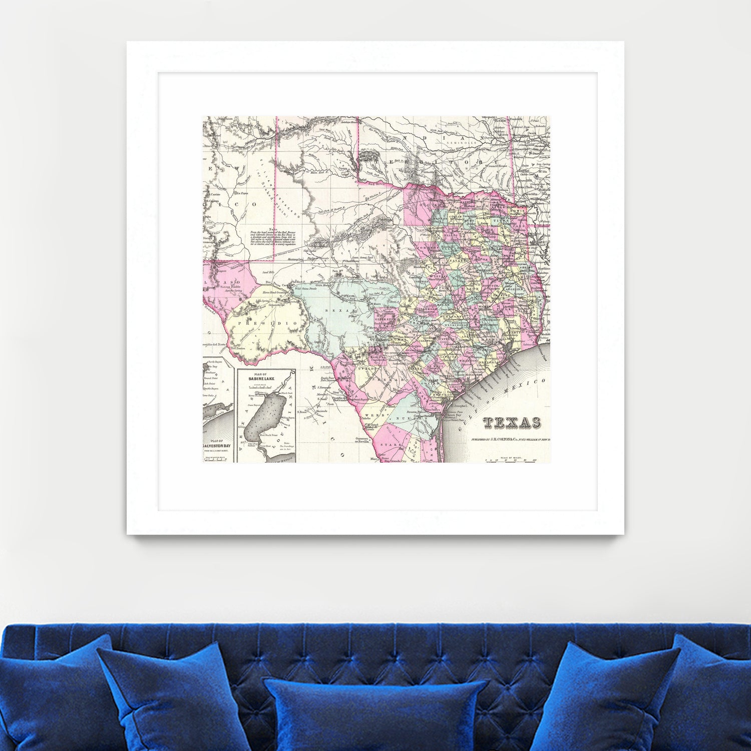 Vintage Map of Texas (1855) by Adam Shaw on GIANT ART - white photo illustration