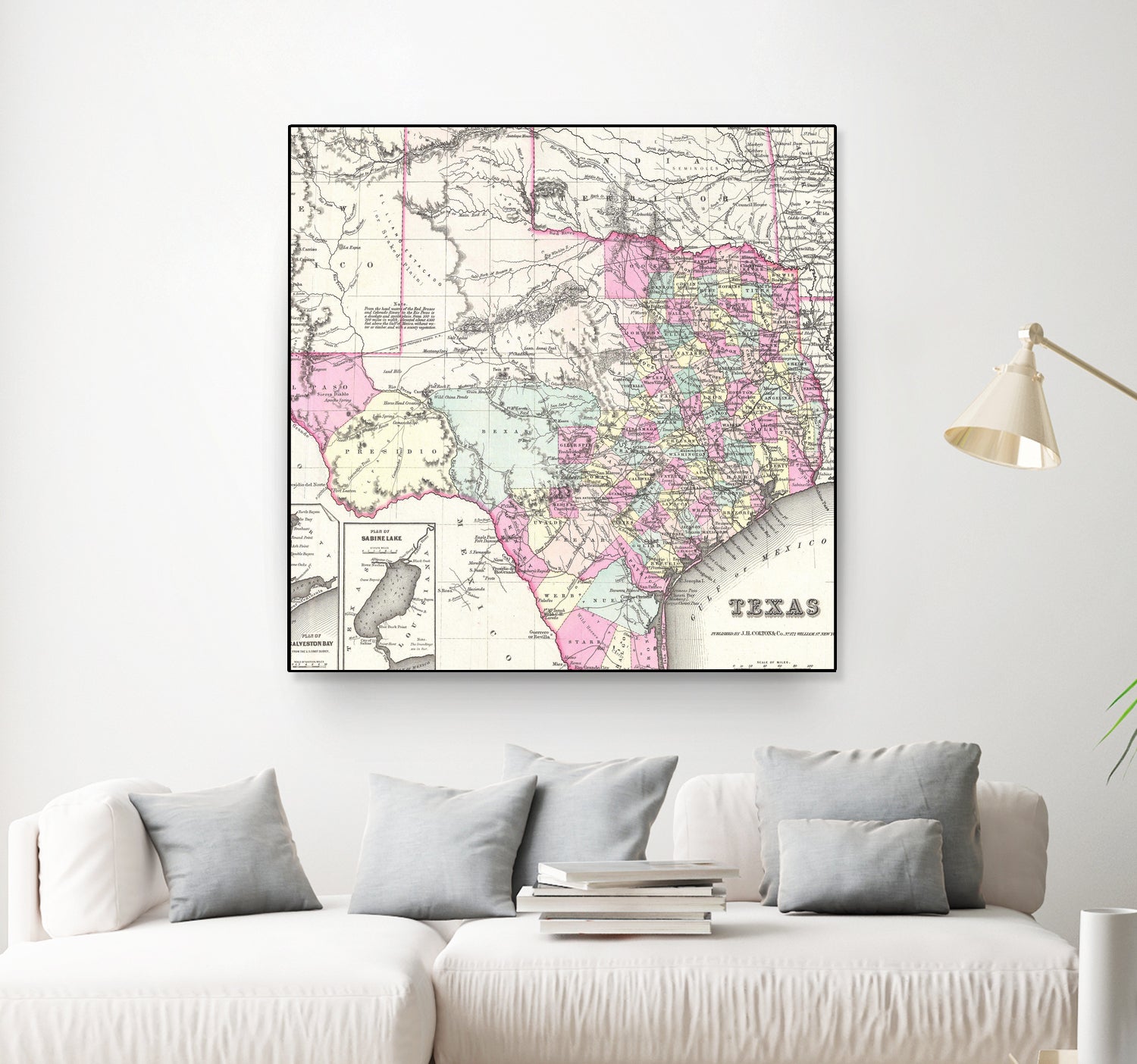 Vintage Map of Texas (1855) by Adam Shaw on GIANT ART - white photo illustration