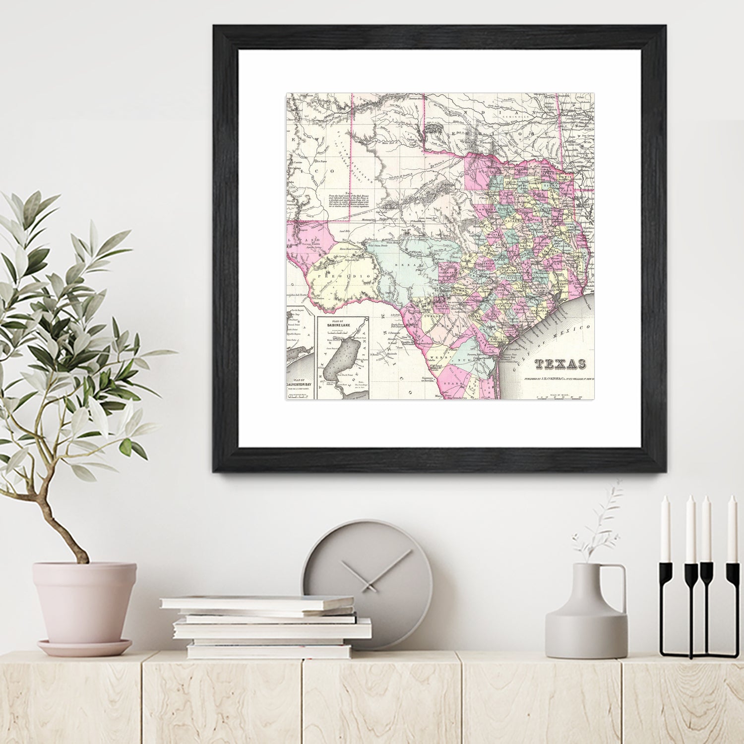 Vintage Map of Texas (1855) by Adam Shaw on GIANT ART - white photo illustration