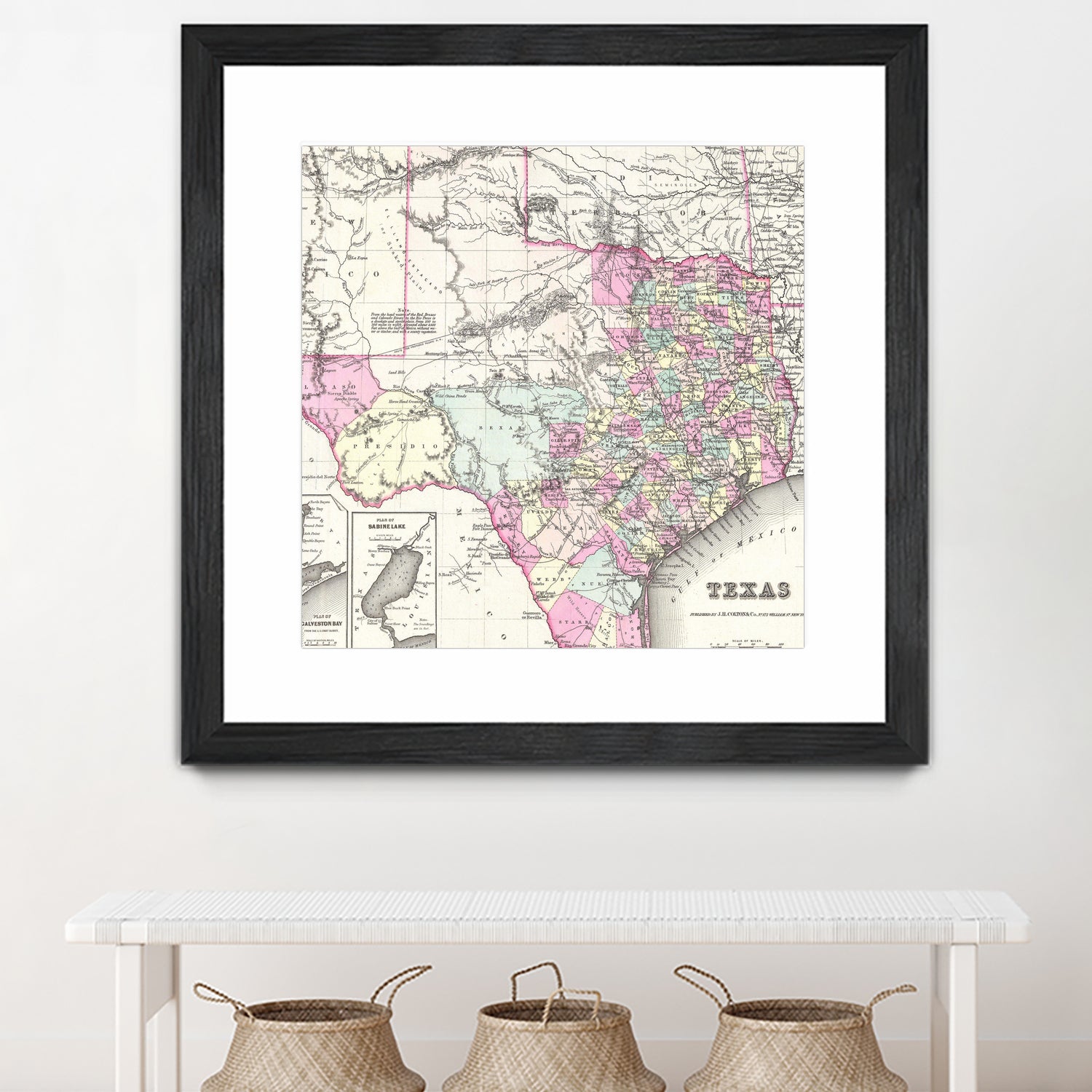 Vintage Map of Texas (1855) by Adam Shaw on GIANT ART - white photo illustration