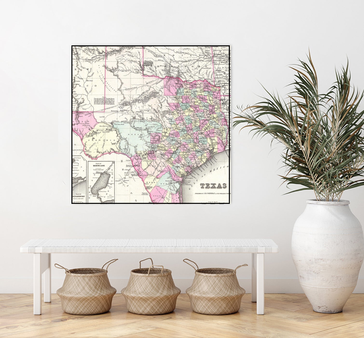 Vintage Map of Texas (1855) by Adam Shaw on GIANT ART - white photo illustration