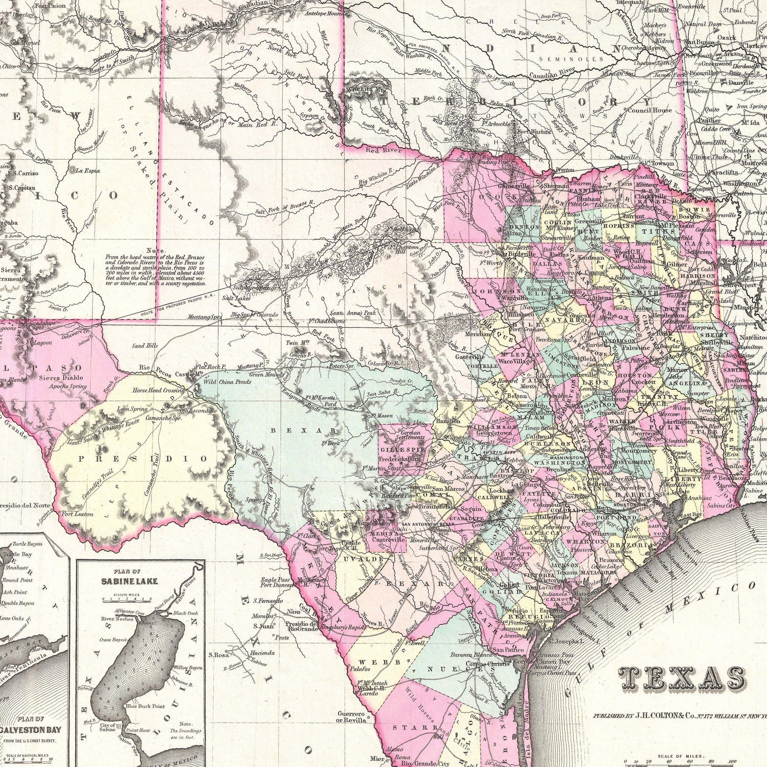 Vintage Map of Texas (1855) by Adam Shaw on GIANT ART - white photo illustration