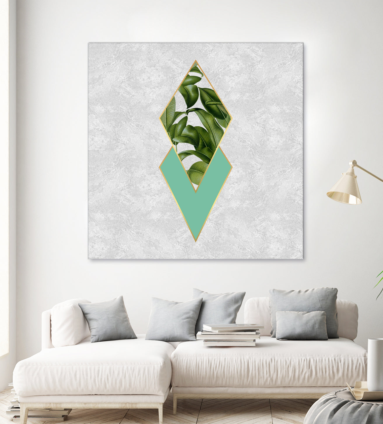 Leaves on marble by M.TERESA HERNANDEZ on GIANT ART - green digital painting