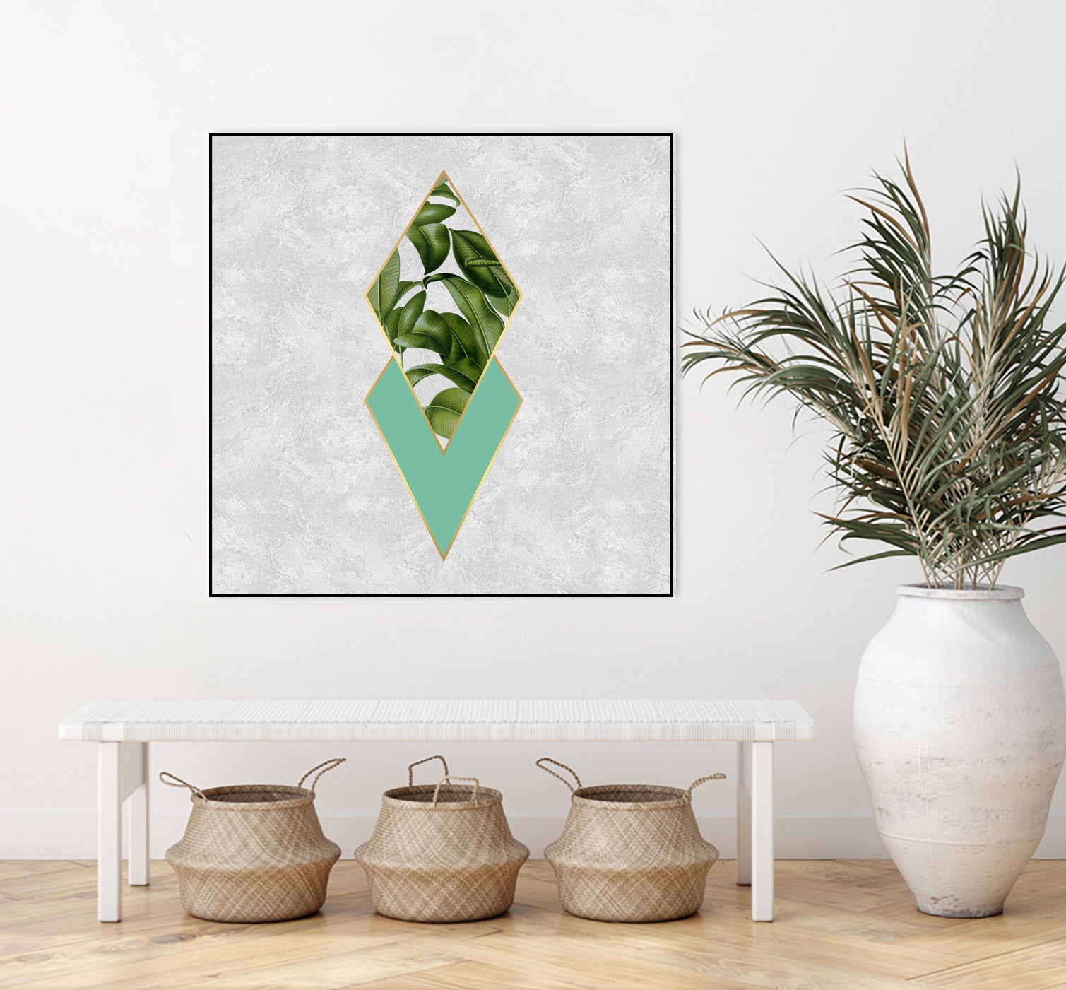 Leaves on marble by M.TERESA HERNANDEZ on GIANT ART - green digital painting