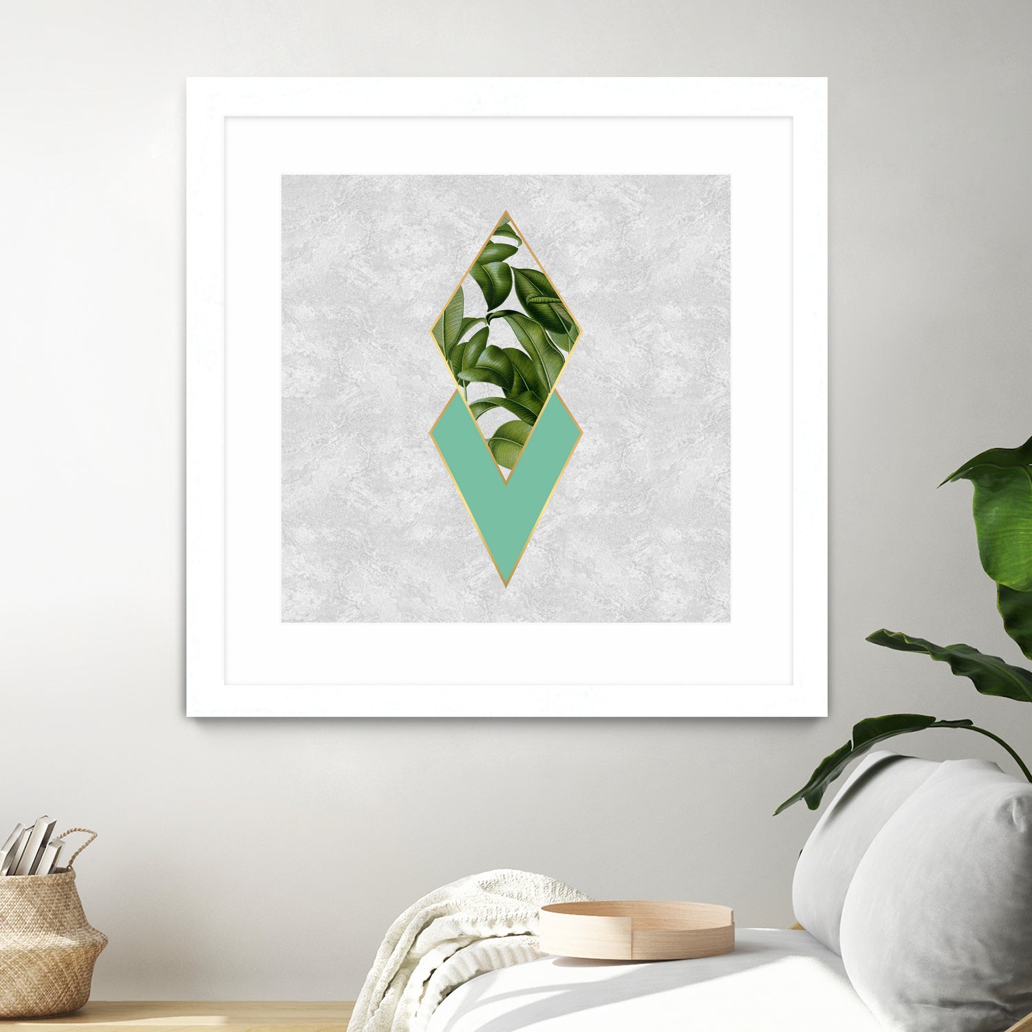 Leaves on marble by M.TERESA HERNANDEZ on GIANT ART - green digital painting