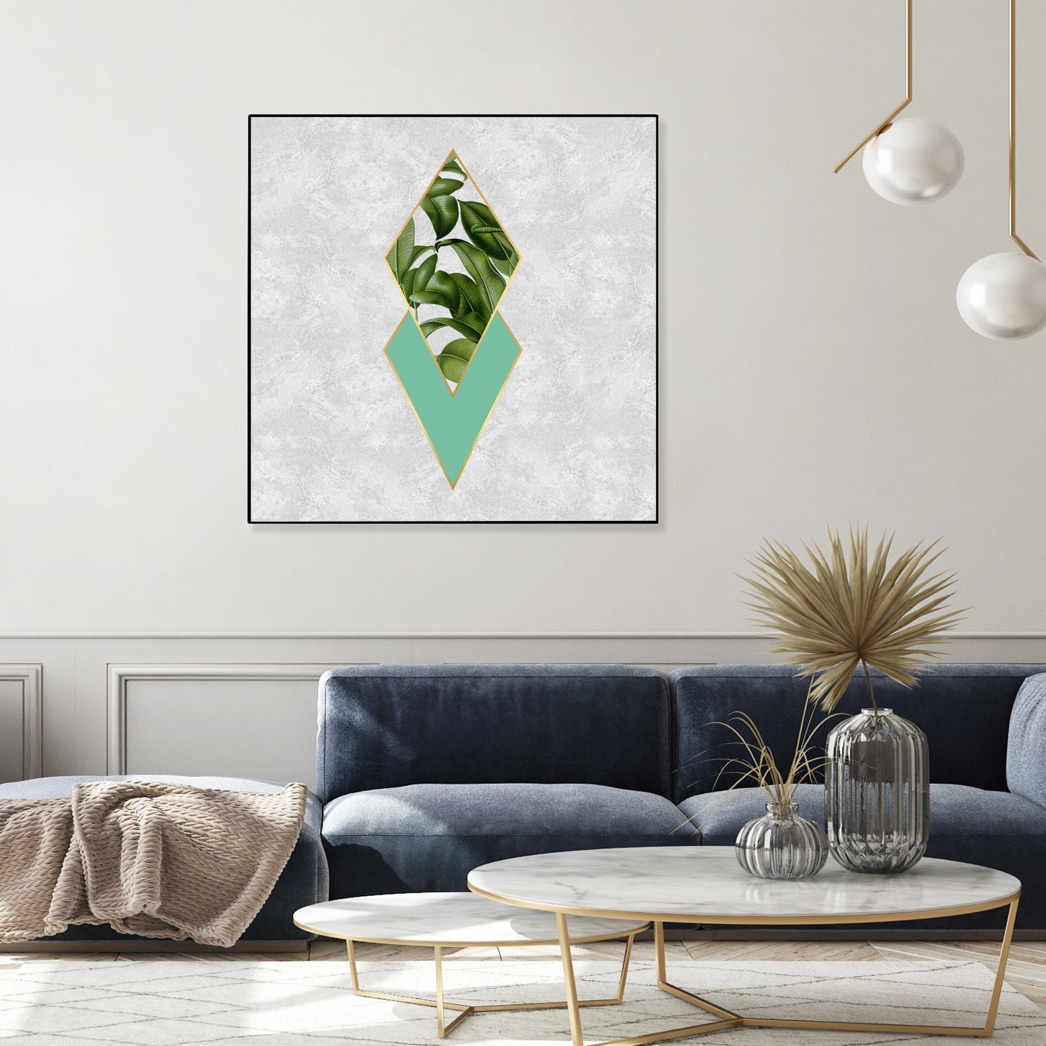 Leaves on marble by M.TERESA HERNANDEZ on GIANT ART - green digital painting