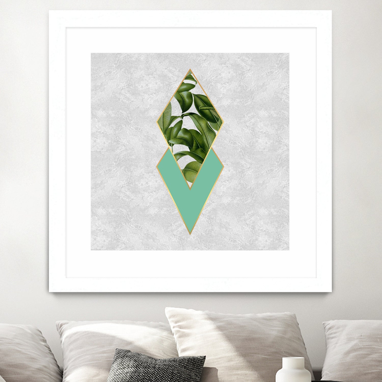 Leaves on marble by M.TERESA HERNANDEZ on GIANT ART - green digital painting