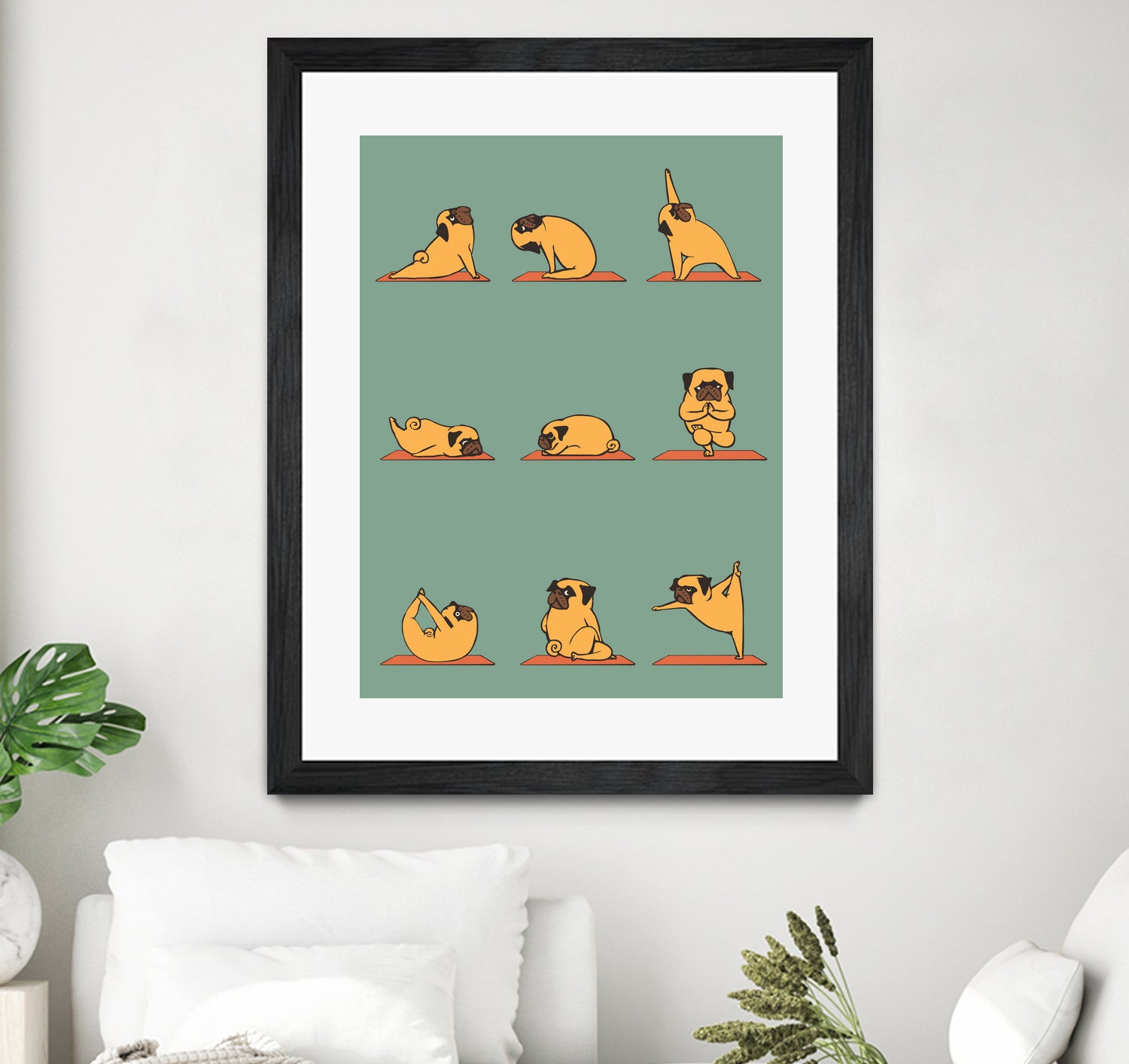 Pug Yoga by ChalermPhol Harnchakkham on GIANT ART - green character design