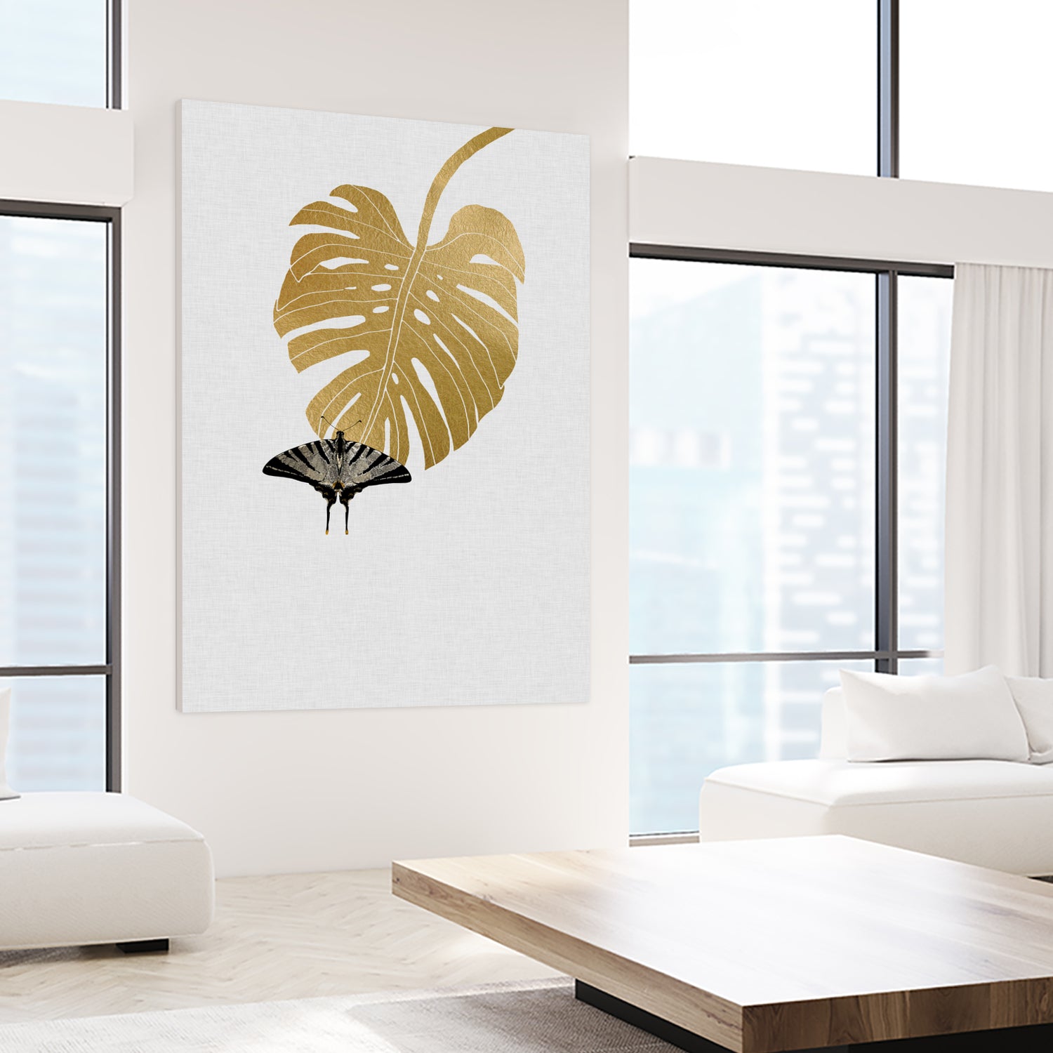 Butterfly & Monstera by Dana Shek on GIANT ART - white digital painting