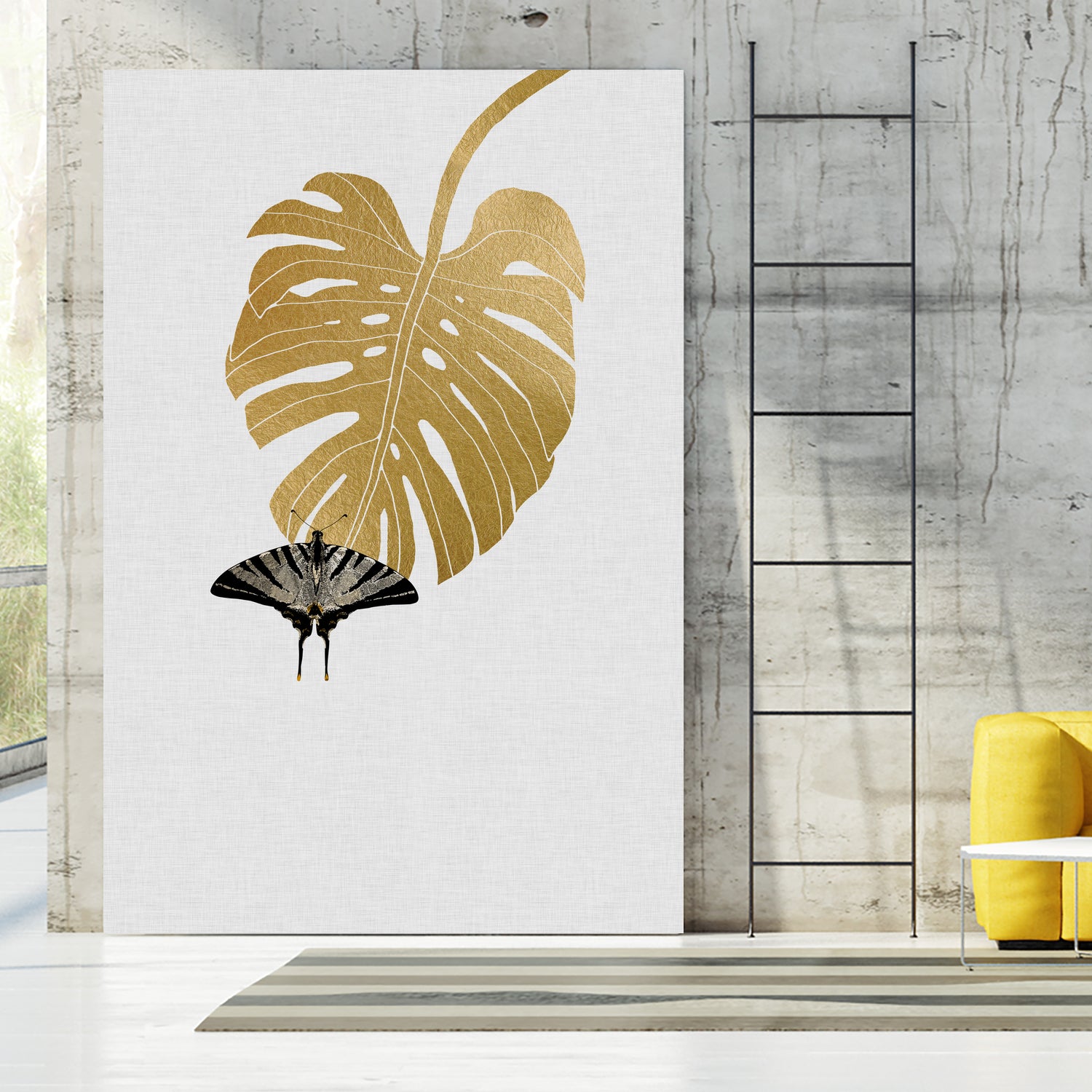 Butterfly & Monstera by Dana Shek on GIANT ART - white digital painting