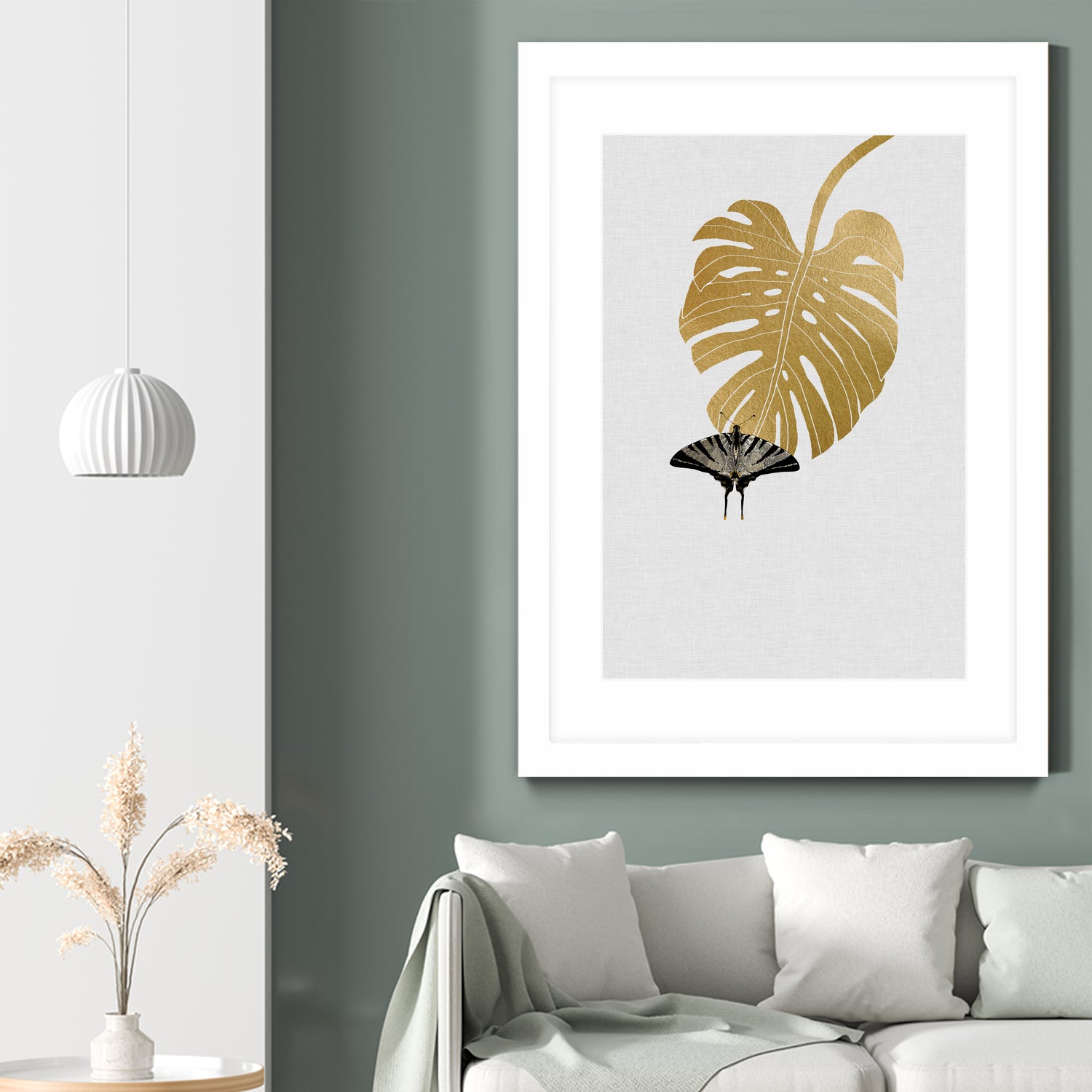 Butterfly & Monstera by Dana Shek on GIANT ART - white digital painting