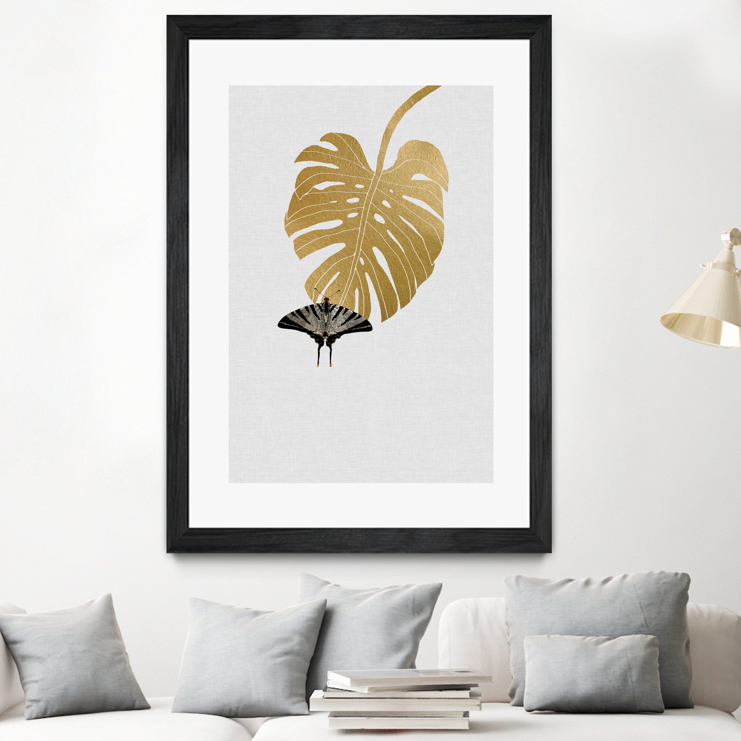 Butterfly & Monstera by Dana Shek on GIANT ART - white digital painting