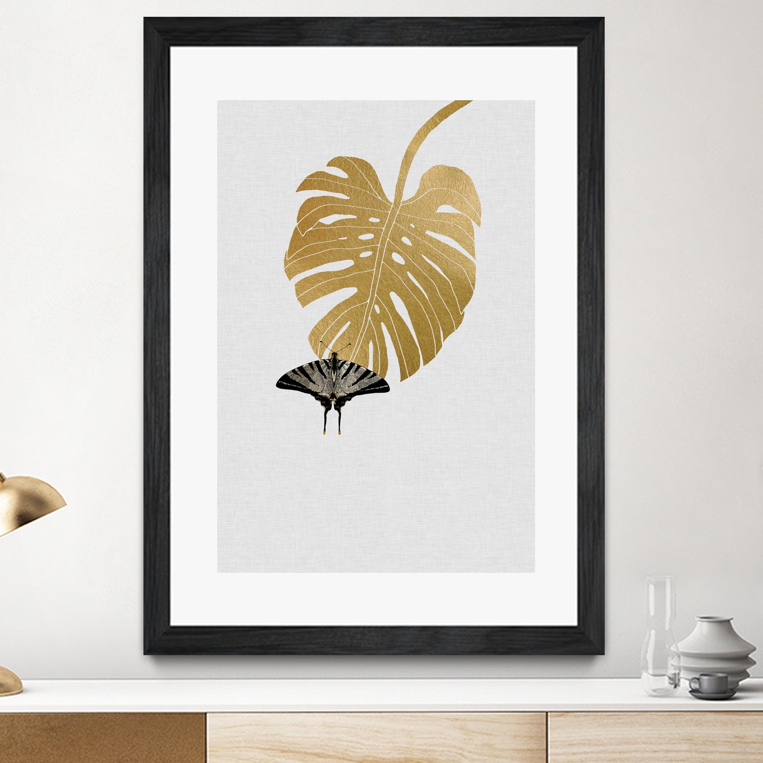 Butterfly & Monstera by Dana Shek on GIANT ART - white digital painting