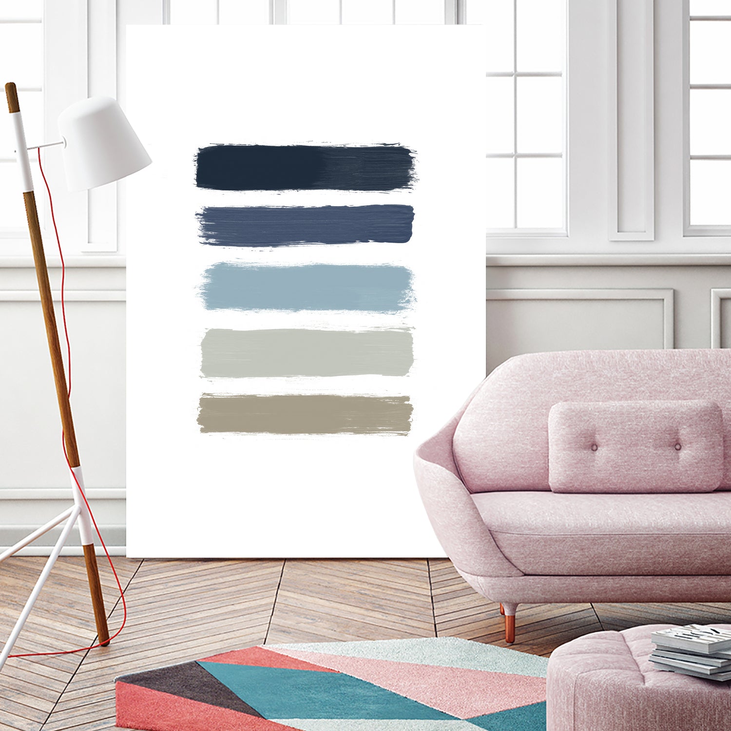 Blue & Taupe Stripes by Dana Shek on GIANT ART - white digital painting