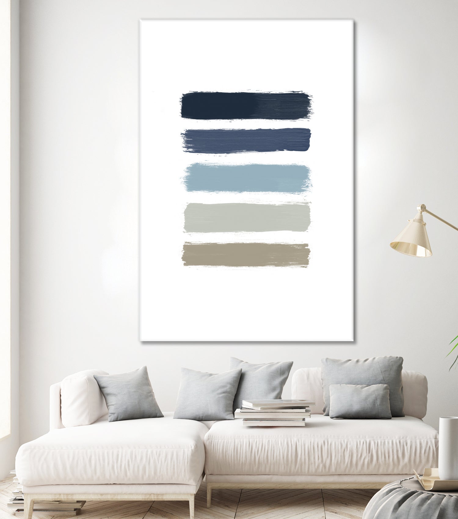 Blue & Taupe Stripes by Dana Shek on GIANT ART - white digital painting