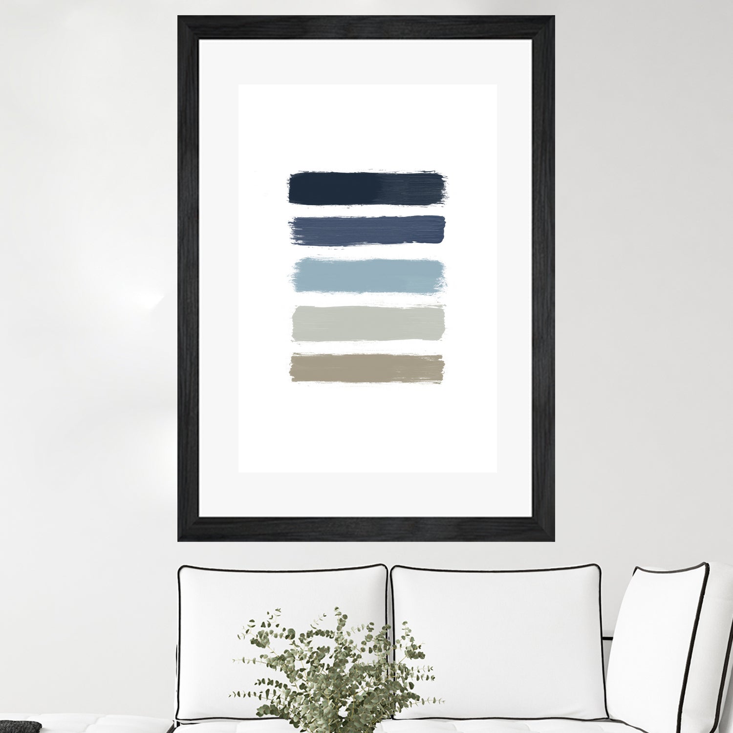 Blue & Taupe Stripes by Dana Shek on GIANT ART - white digital painting