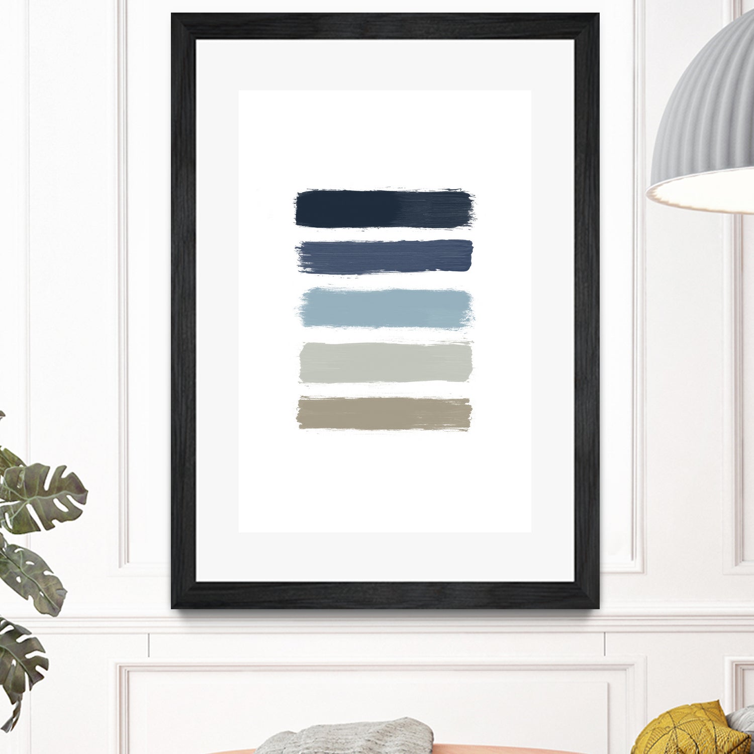 Blue & Taupe Stripes by Dana Shek on GIANT ART - white digital painting